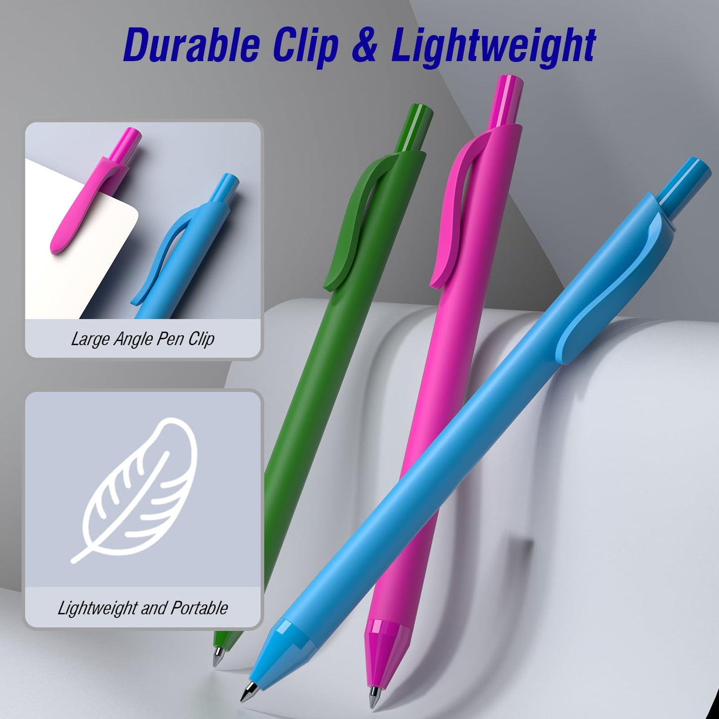 InkSlick Blue Ink Pens Bulk 50 Pack 1.0mm Ballpoint Pen for Smooth Writing