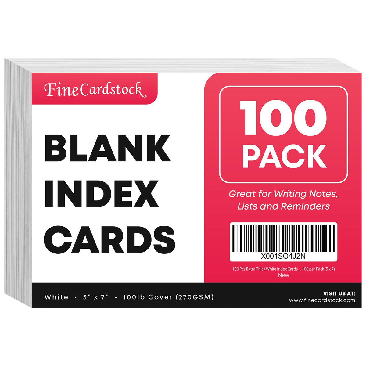 100 Pcs Extra Thick White Index Cards – Blank Heavyweight 14pt (0.014”) 100lb Cover Cardstock