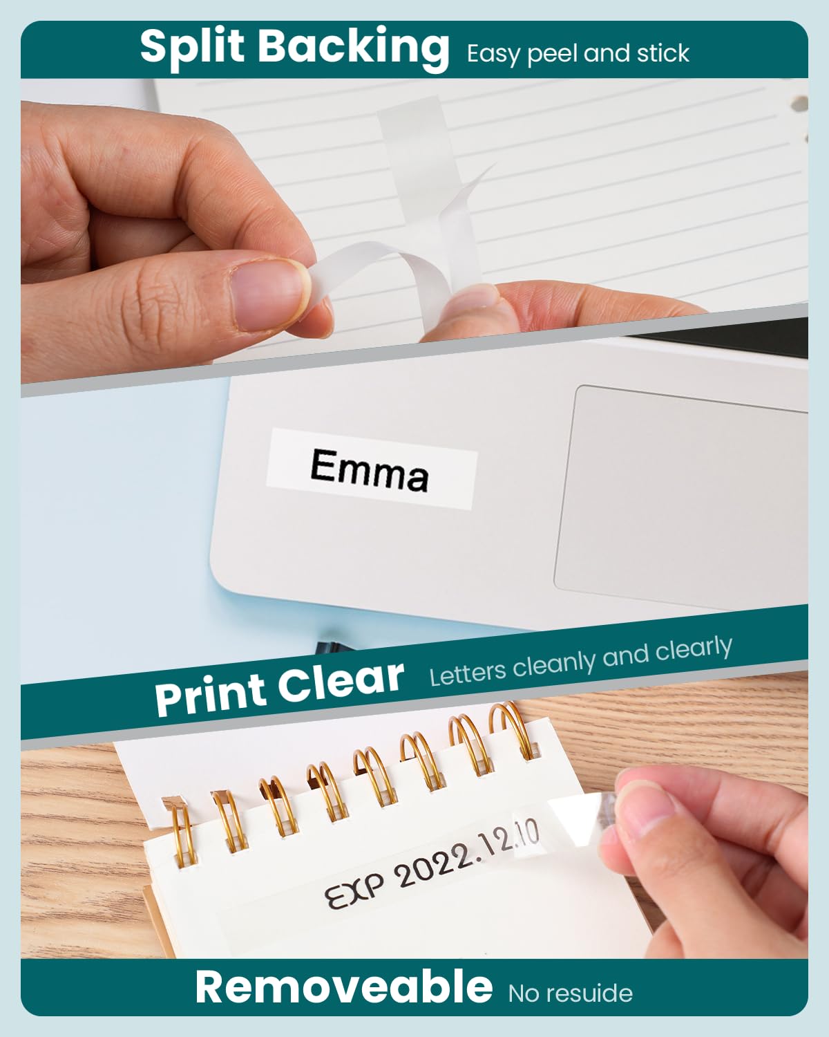 12mm 0.47 Laminated Clear Tape Replacement for Brother P-Touch Label