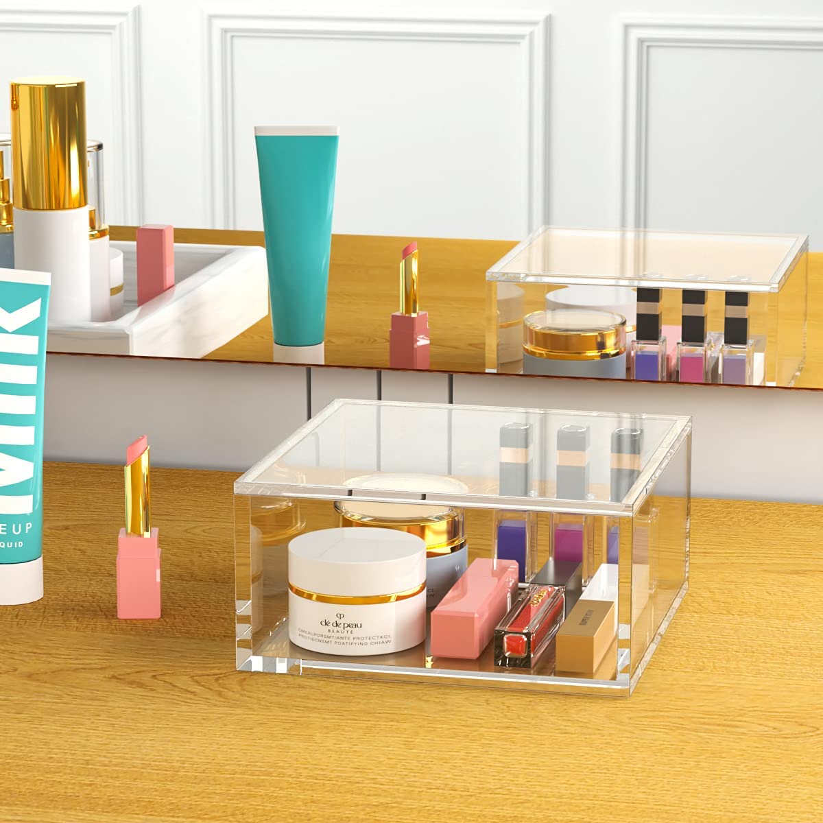 AITEE Decorative Acrylic Box with Lid, Display Storage for Home (X-Large)