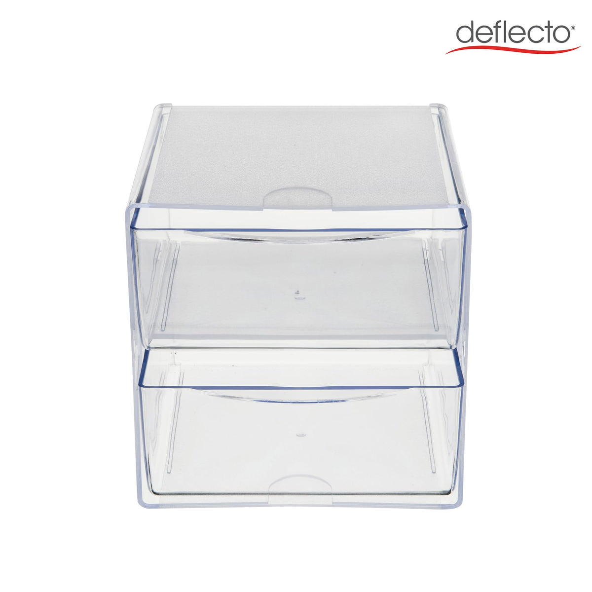 deflecto Two Drawer Cube Organizer, Plastic, 6"x7-1/8"x6", Clear (350101)