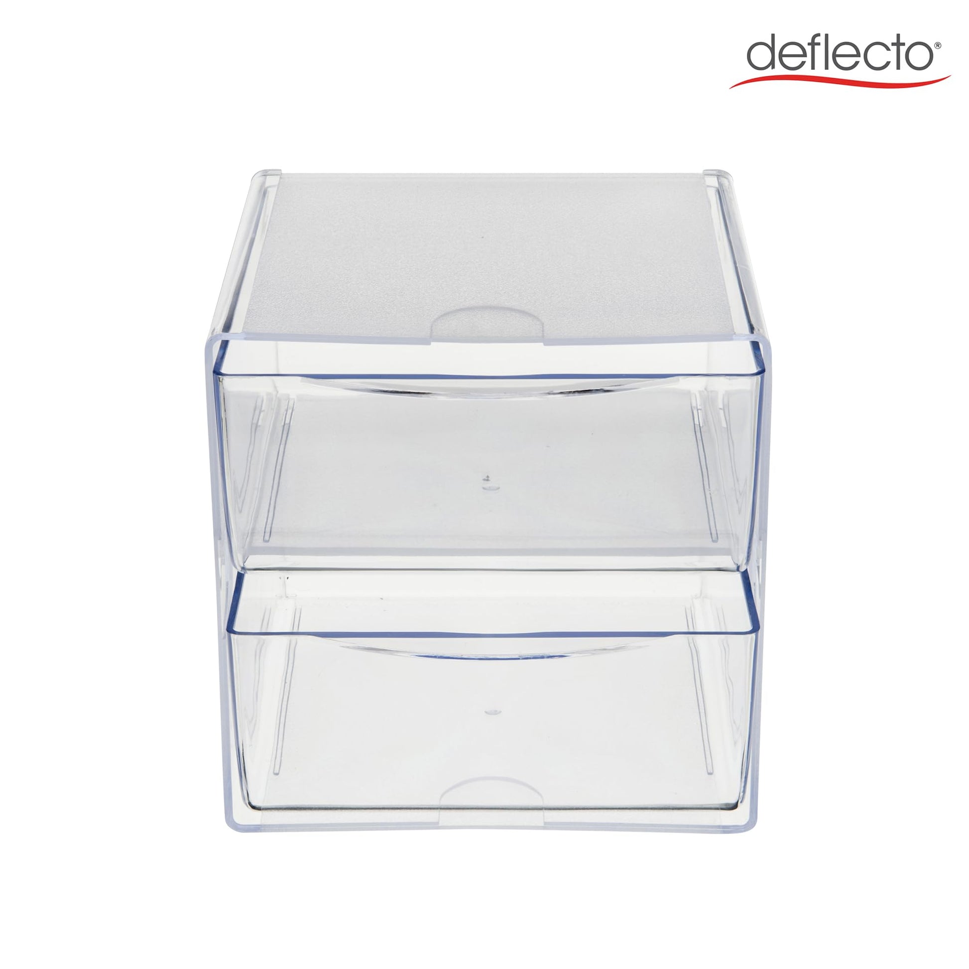 deflecto Two Drawer Cube Organizer, Plastic, 6"x7-1/8"x6", Clear (350101)