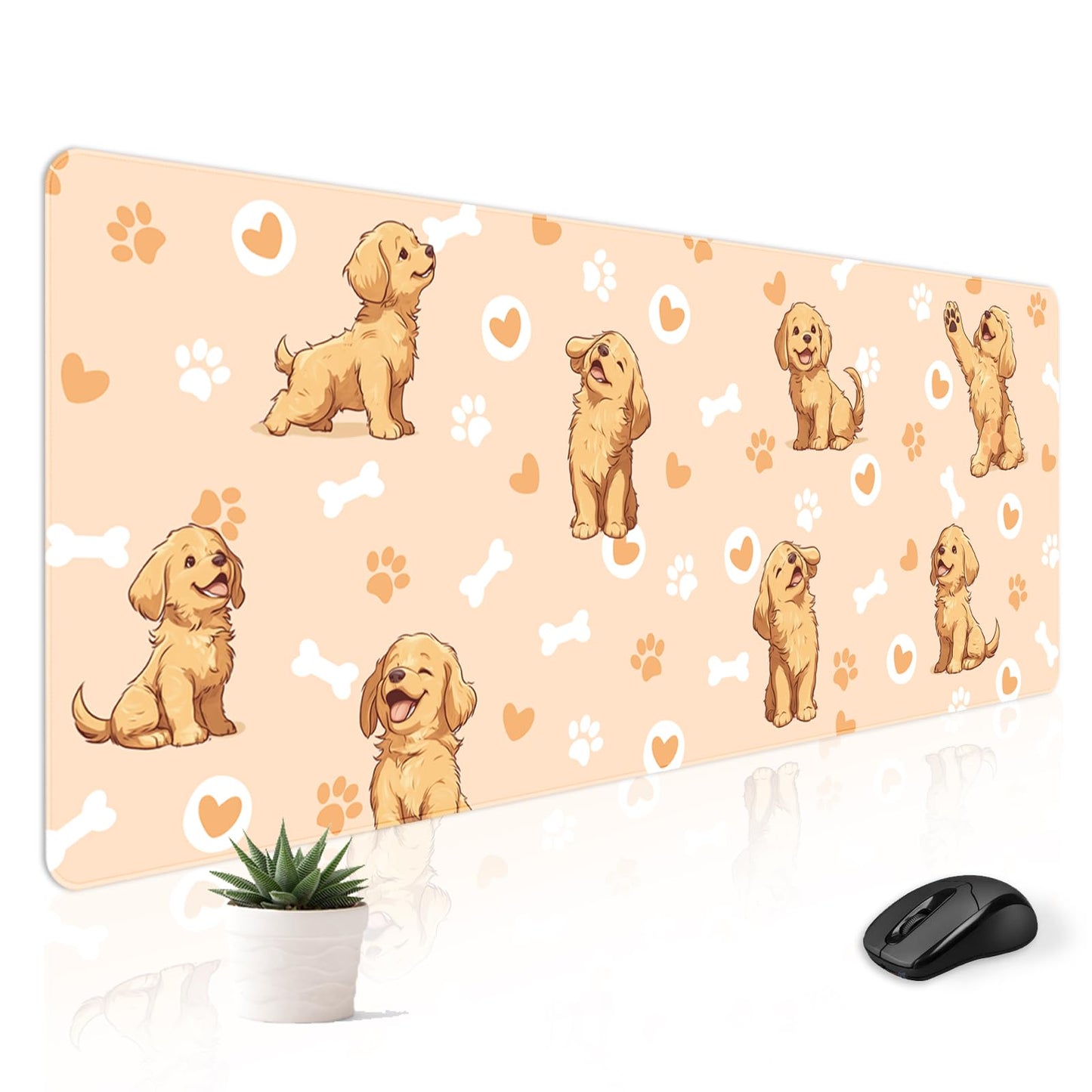 Stanoha Cute Desk Mat for Keyboard Desktop Extra Large Mouse Pad, Dog