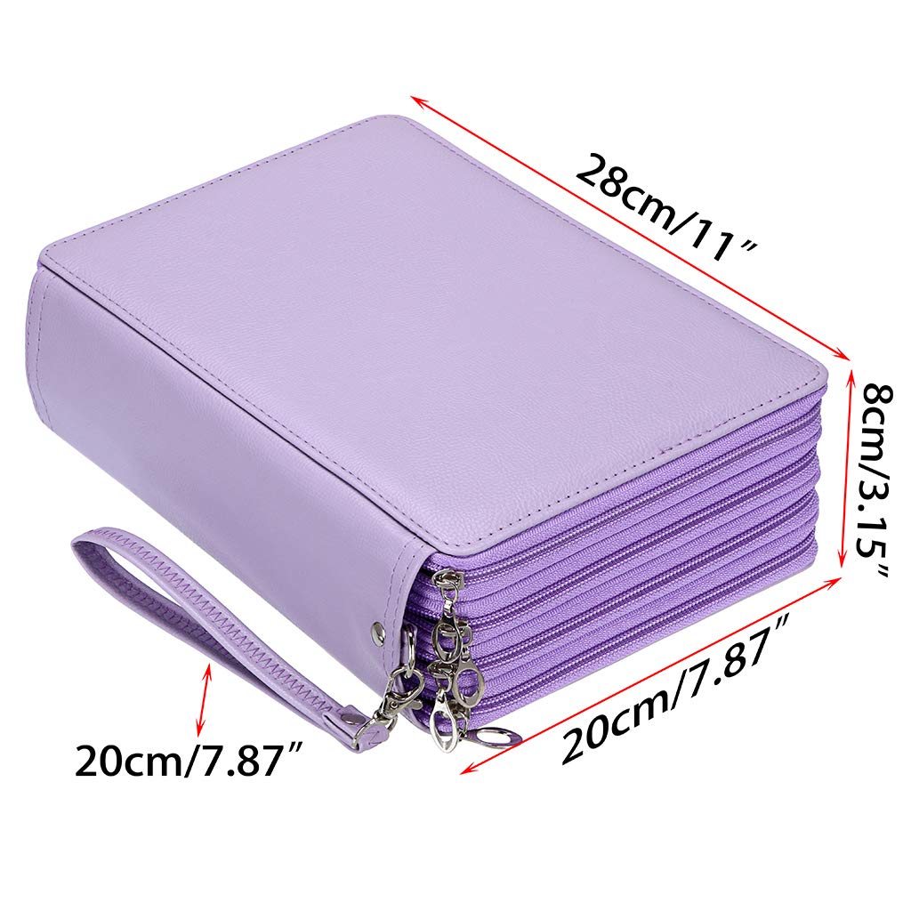 BTSKY 200 Slots Colored Pencil Organizer - Deluxe PU Leather Pencil Case