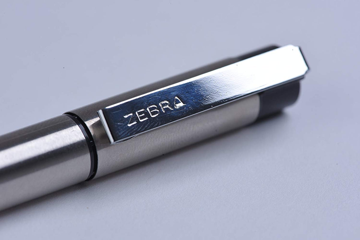 Zebra Pen G-402 Stainless Steel Retractable Gel Pen & Refills, Fine Point, 0.5mm, Black Ink, 2 Pens