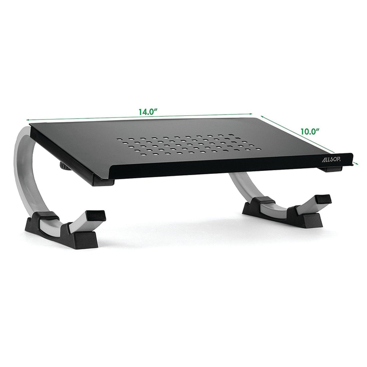 Allsop Redmond Adjustable Laptop Stand, Vented Curved Sturdy Metal Ergonomic Riser, Black (ASP30498)