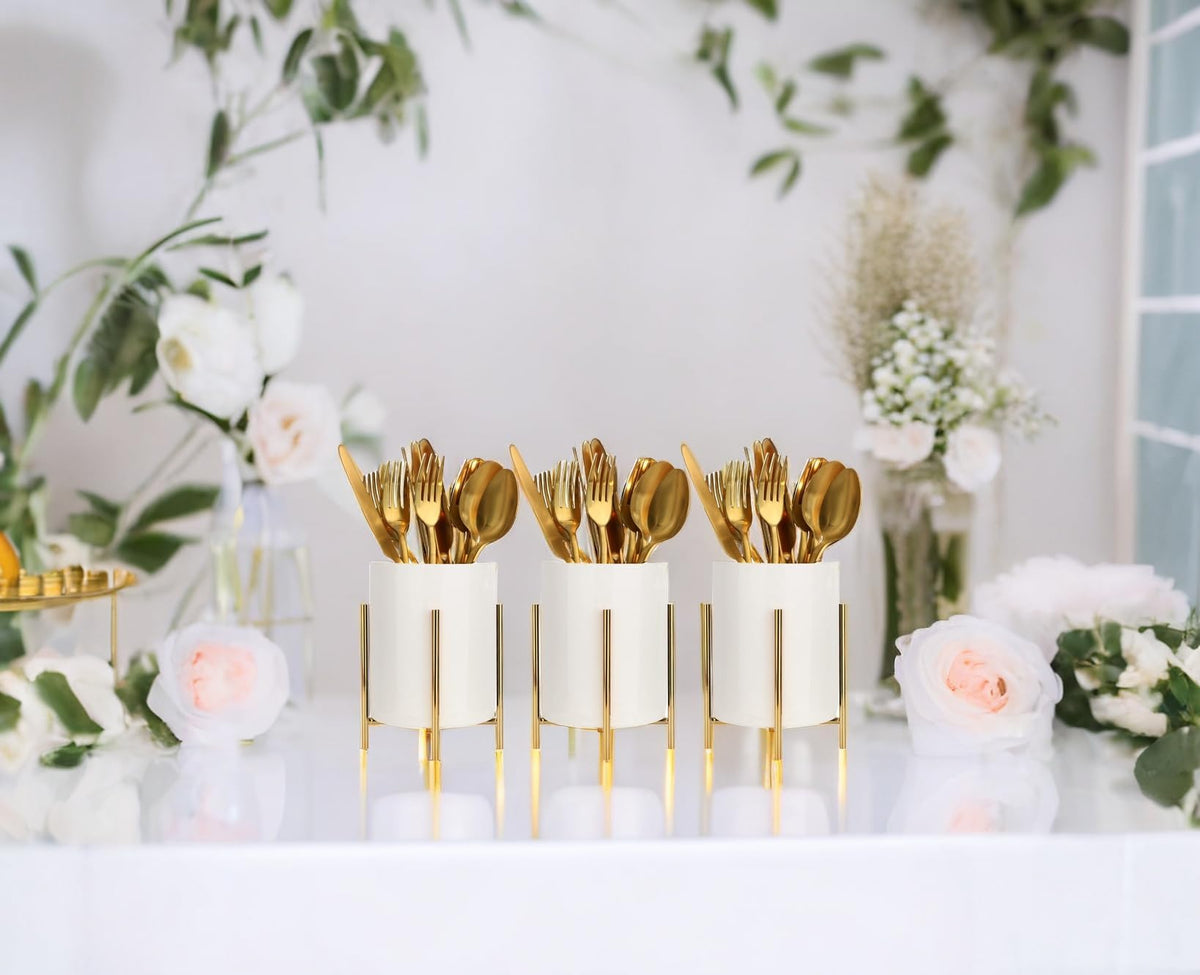 SIEBOLD Pencil Holders & Pen Holders Gold Desk Accessories for Women Strong Metal and Ceramic Pen