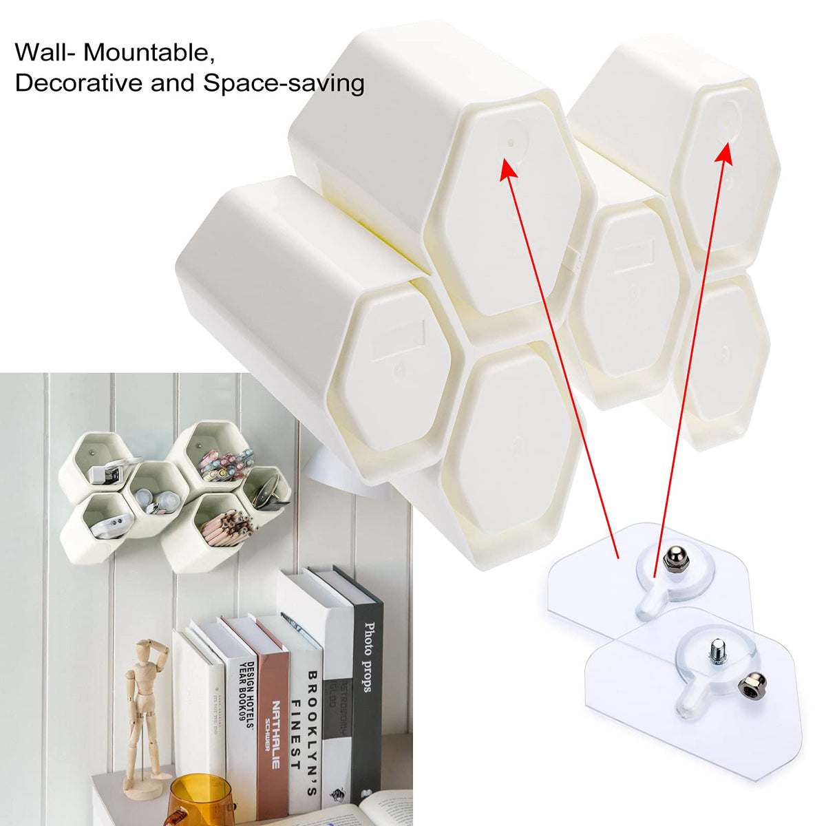BTSKY Hexagonal Creative Pen Holder, Pen Container, Brush Pot, Combination Desktop Storage