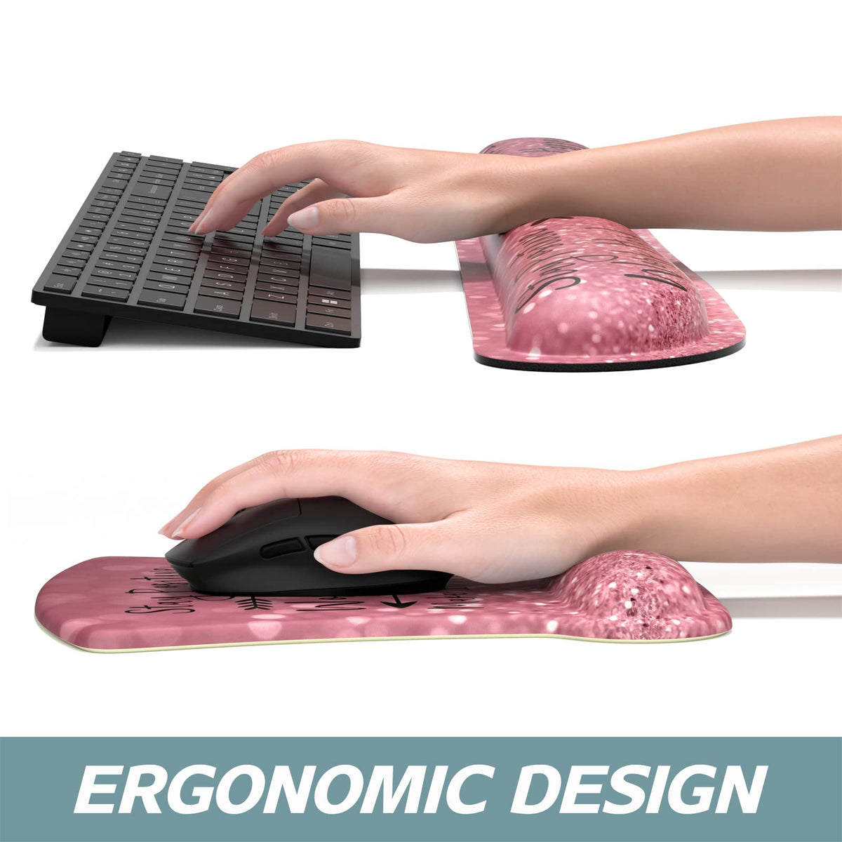 ITNRSIIET Mouse Pad Wrist Support Keyboard Wrist Rest Pad Ergonomic Mousepad Non-Slip Memory Foam