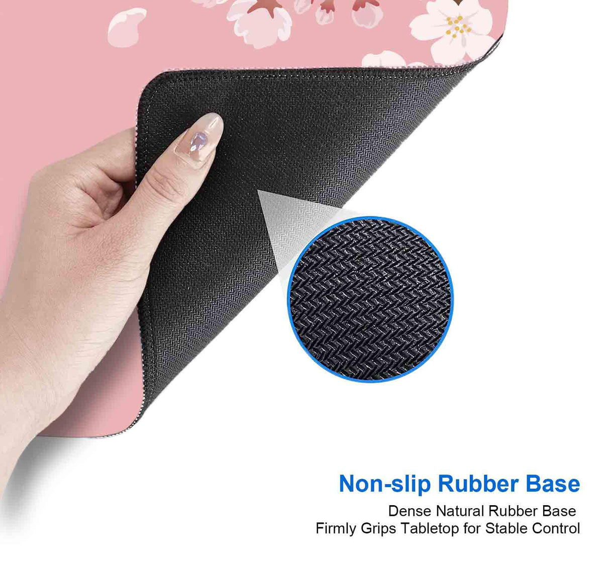 IMAYONDIA Pink Japanese Desk Mat, Cherry Blossom Large Gaming Mouse Pad, Non-Slip Rubber Base