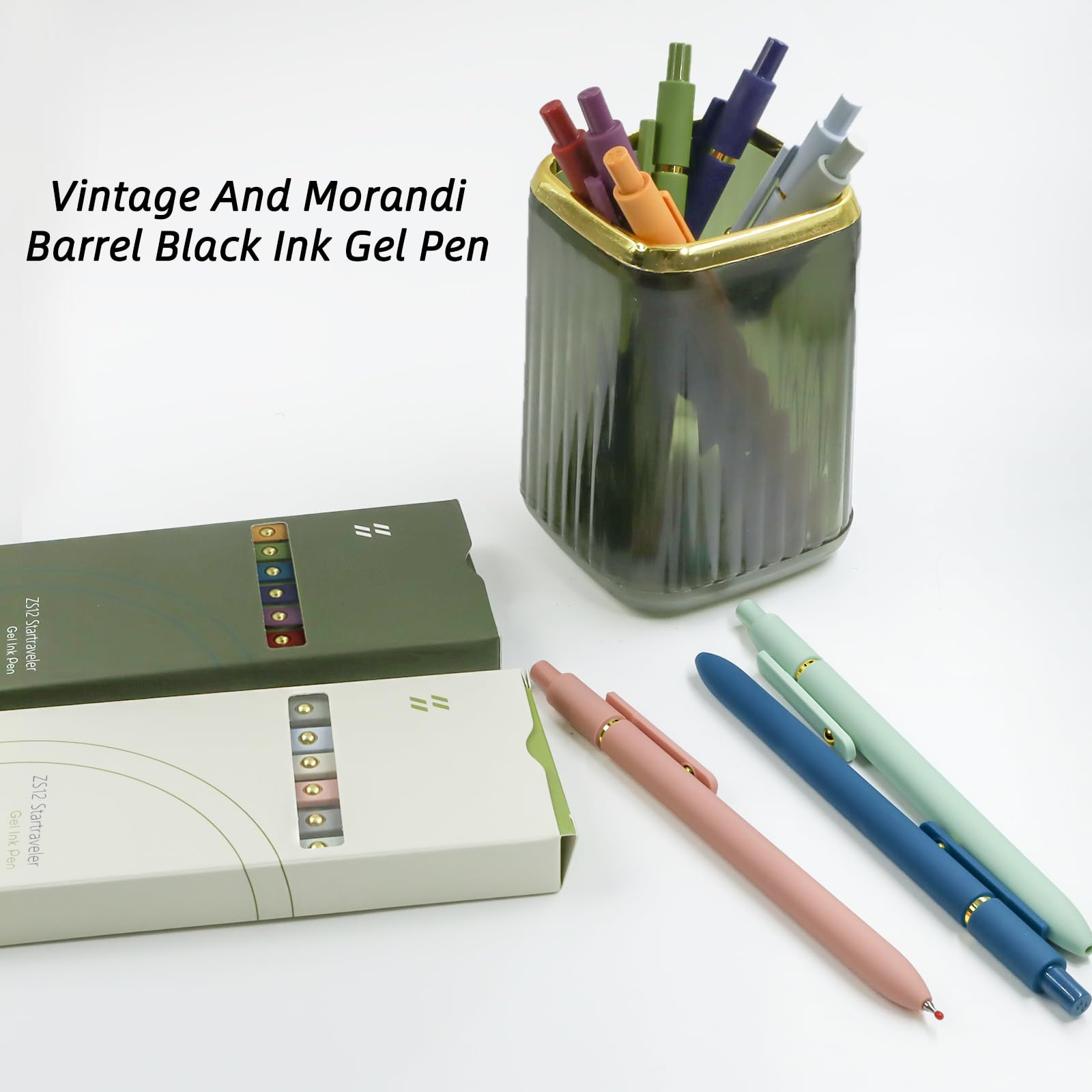 YOXMJDB Gel Pens, 12 Pcs 0.5mm Fine Point Smooth Writing Pens Cute Pens, High-End Series Black Ink
