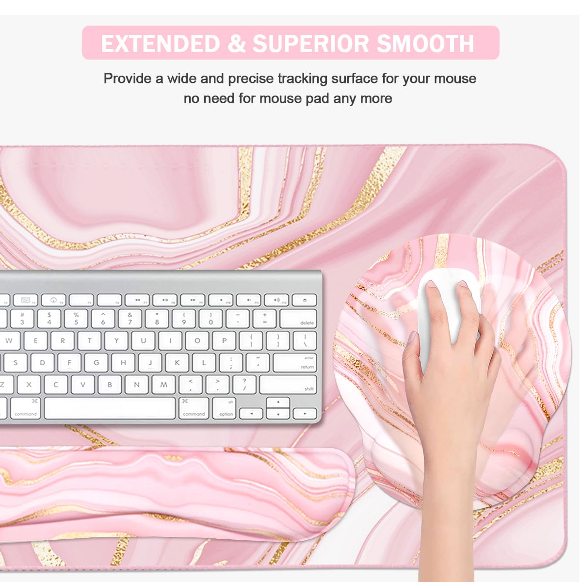 4-in-1 Gaming Mouse Pad Wrist Support Set，Desk Pad + Mouse Pad with Wrist Rest + Keyboard Wrist