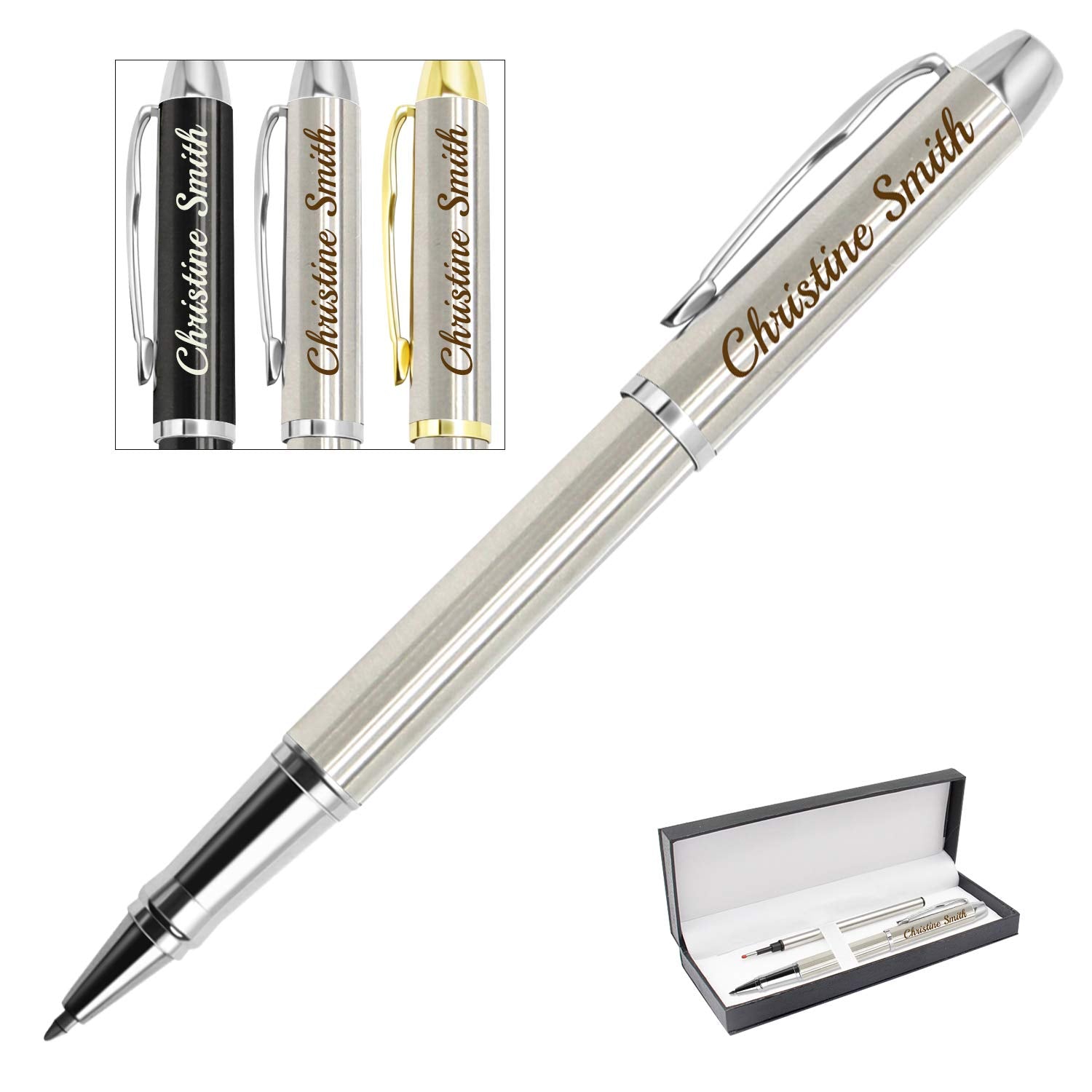 Amlion Personalized Pens Custom Engraved Pen with Name, Refillable Medium Refill, Personalized