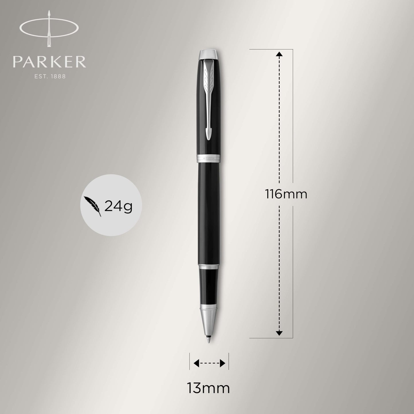 Parker Im Premium Roller Ball Pen, Stick, Fine 0.7 Mm, Black Ink, Black/chrome Barrel