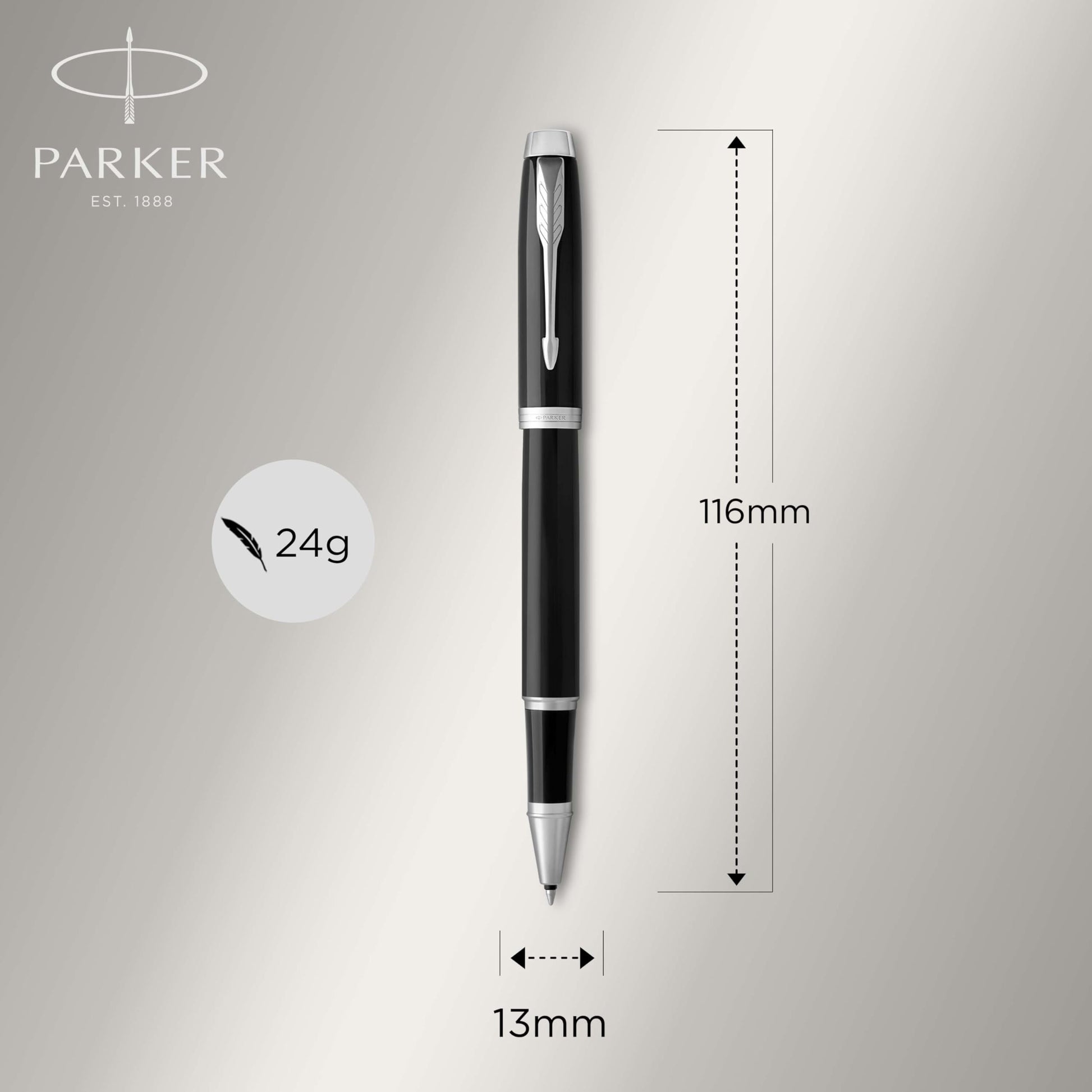 Parker Im Premium Roller Ball Pen, Stick, Fine 0.7 Mm, Black Ink, Black/chrome Barrel