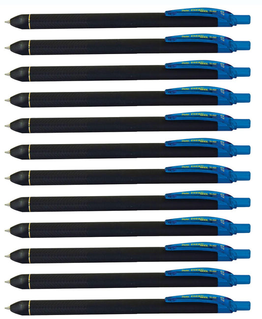Pentel EnerGel Kuro Liquid Gel Pen, (0.7mm) Medium line, Sky Blue Ink, 12 Pack (BL437R1-S)