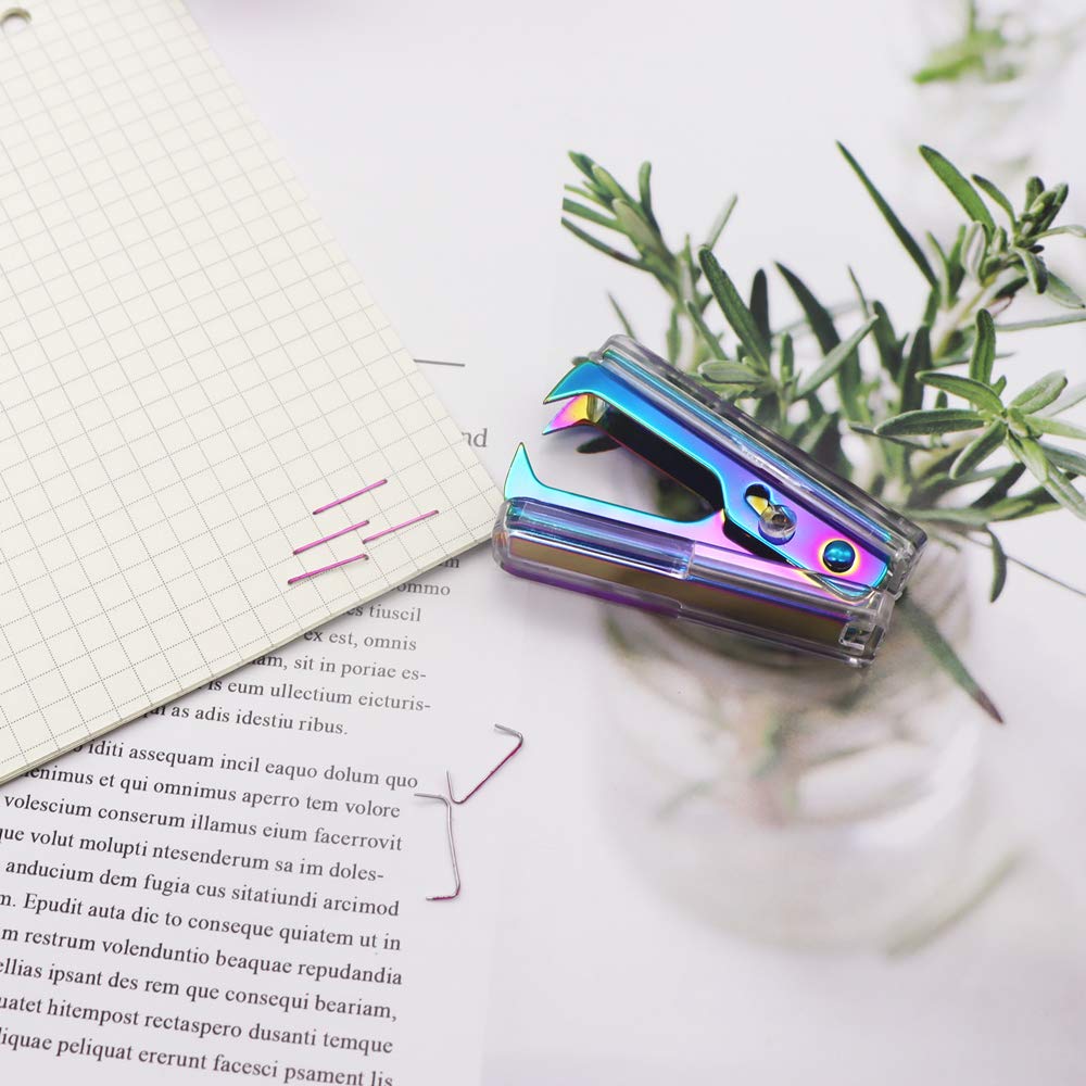 Clear Acrylic Body Colorful Metallic Tone Memo Holder and Staples Remover Set Self-Stick Note Cube