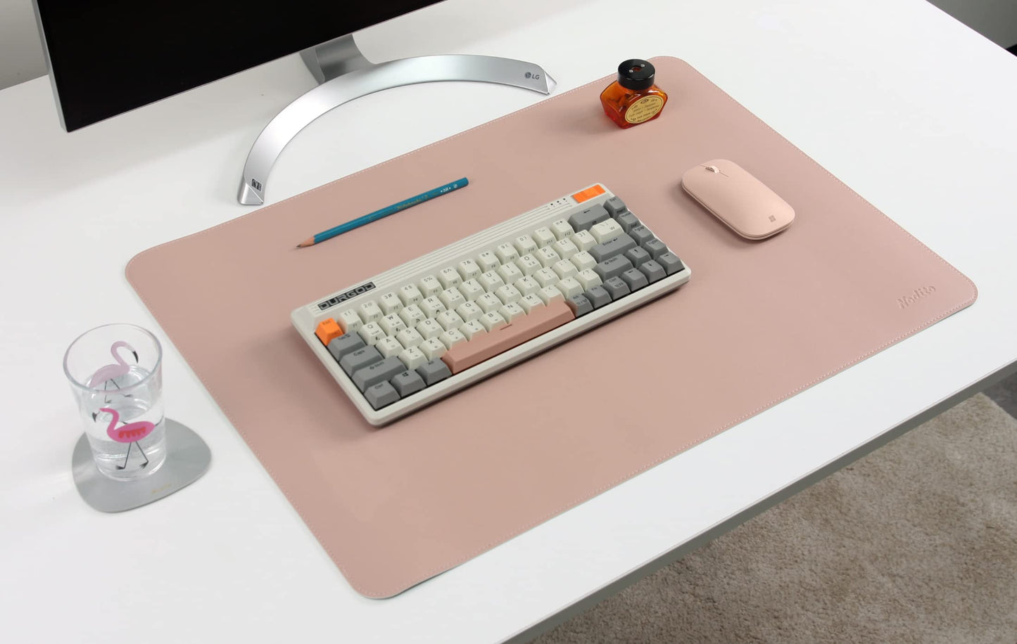 NODITO Dual-Sided Leather Desk Pad,Blotter for Laptop Computer,Mouse Pad,Writing,Drawing,Arts and