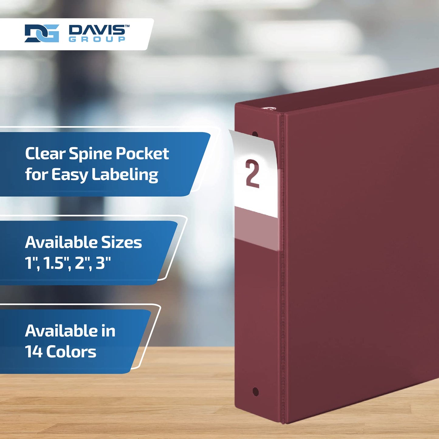 Premium Economy 3-Ring Binder, Spine Label, 2" Round Rings, Burgundy, 6 Pk