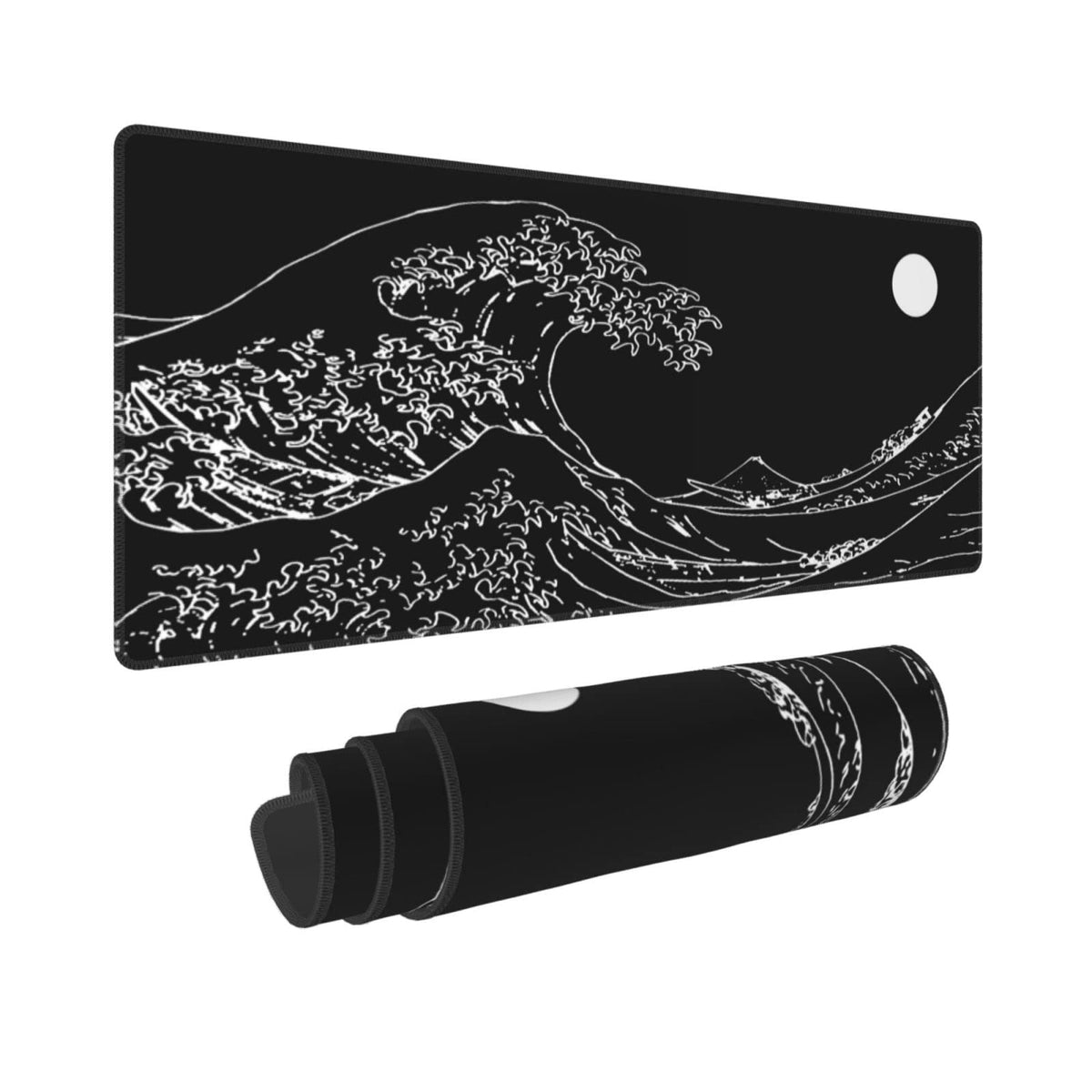 Black and White Japanese Sea Wave Mouse Pad,Extended Large Gaming Mouse Pads 31.5x11.8 in,Japanese