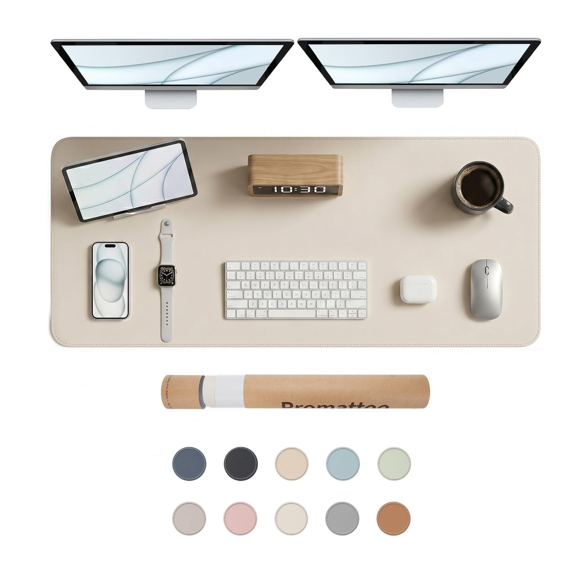 PROMATTOO Large Desk Pad Non-Slip Desk Mat Protector for Keyboard Mouse Waterproof Vegan Leather