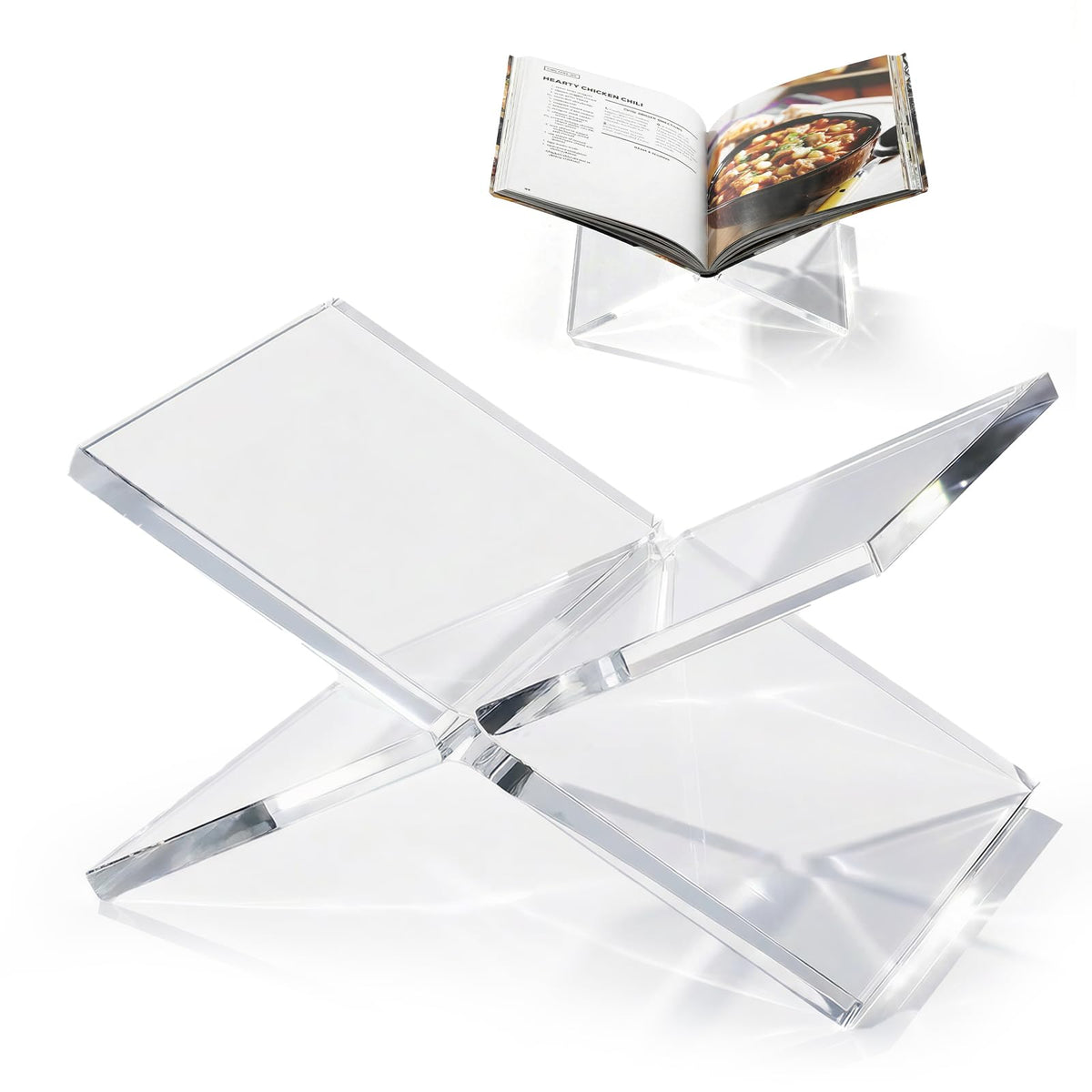 Acrylic Book Stand 12×8×6, Clear 8 mm Thick Book Holder & Display Stand for Cookbooks, Bibles, Art