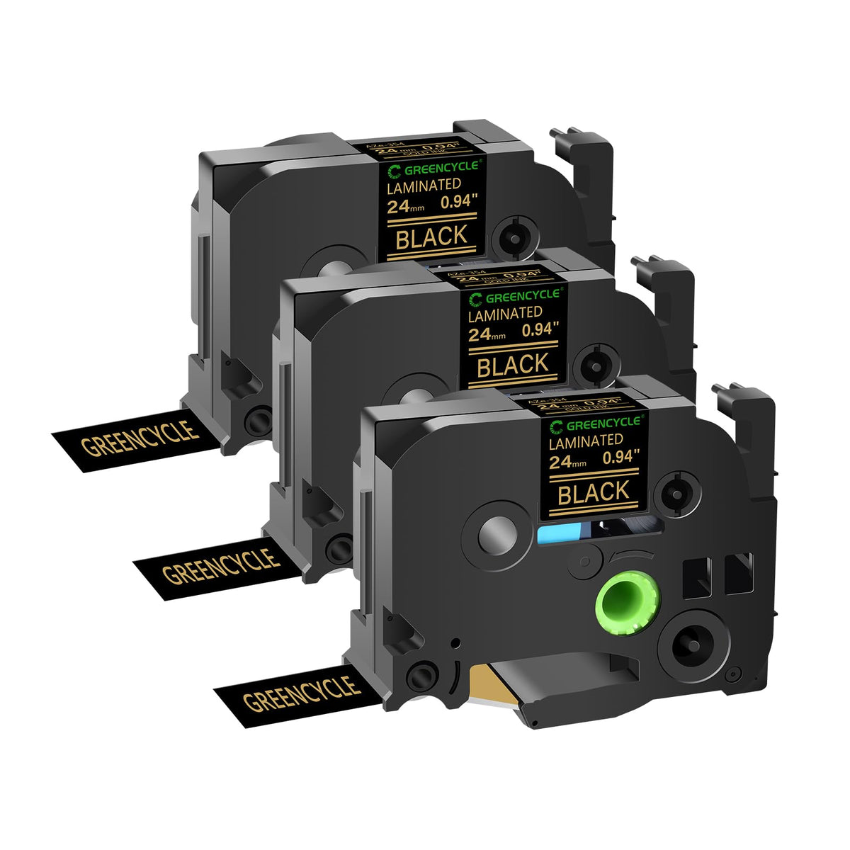 GREENCYCLE 3 Pack Compatible for Brother P-Touch Label Maker Tape TZe-354 TZ-354 24mm 0.94