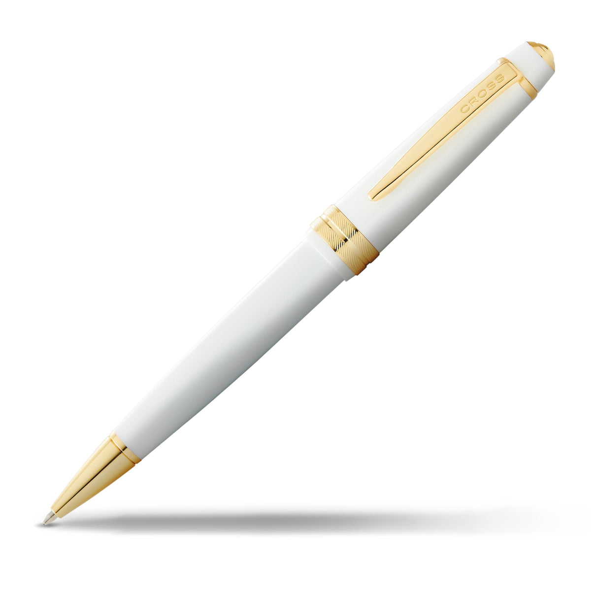 Cross Bailey Light White & Gold Tone Ballpoint Pen, Medium Point, Black Ink.