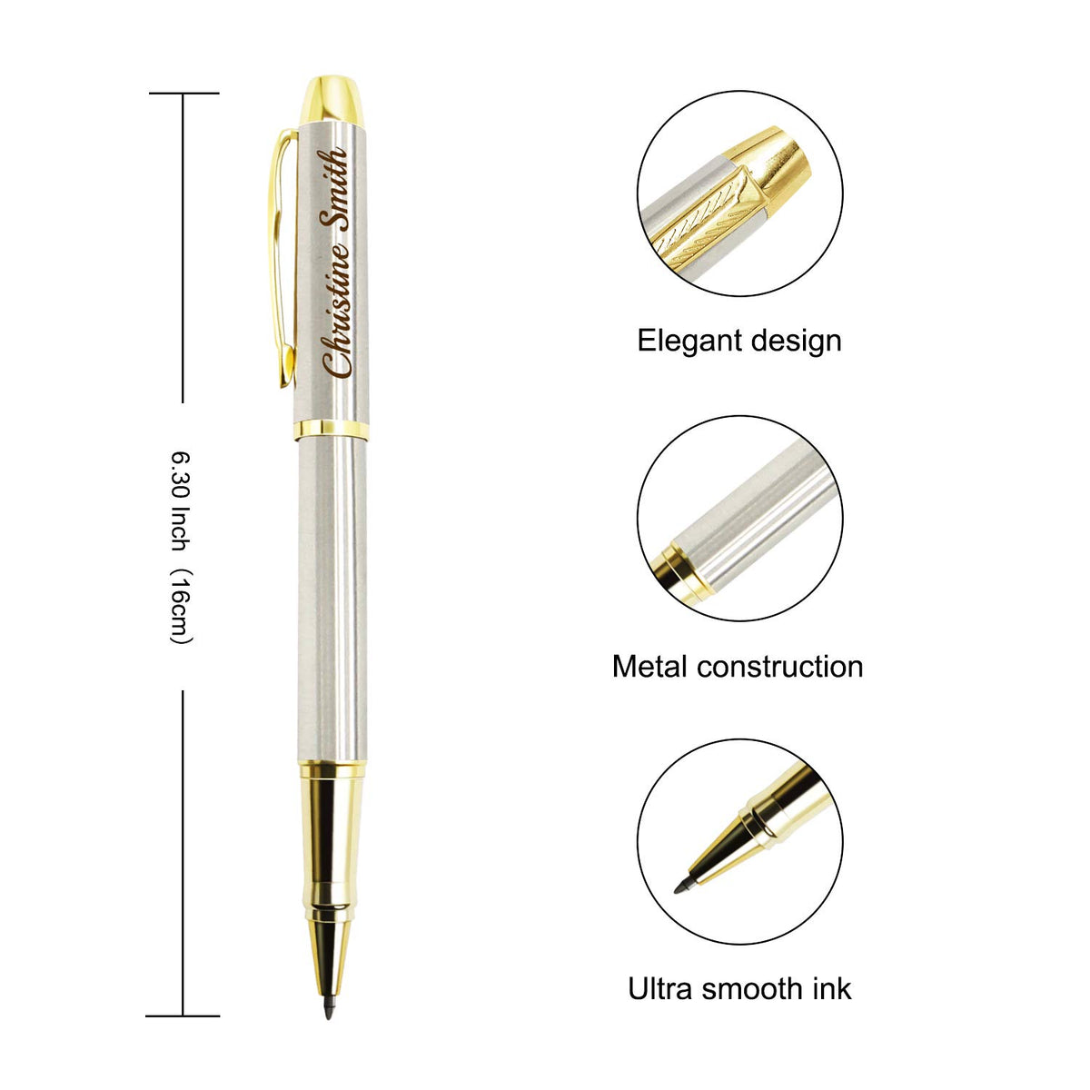 Amlion Personalized Pens Custom Engraved Pen with Name, Refillable Medium Refill, Personalized