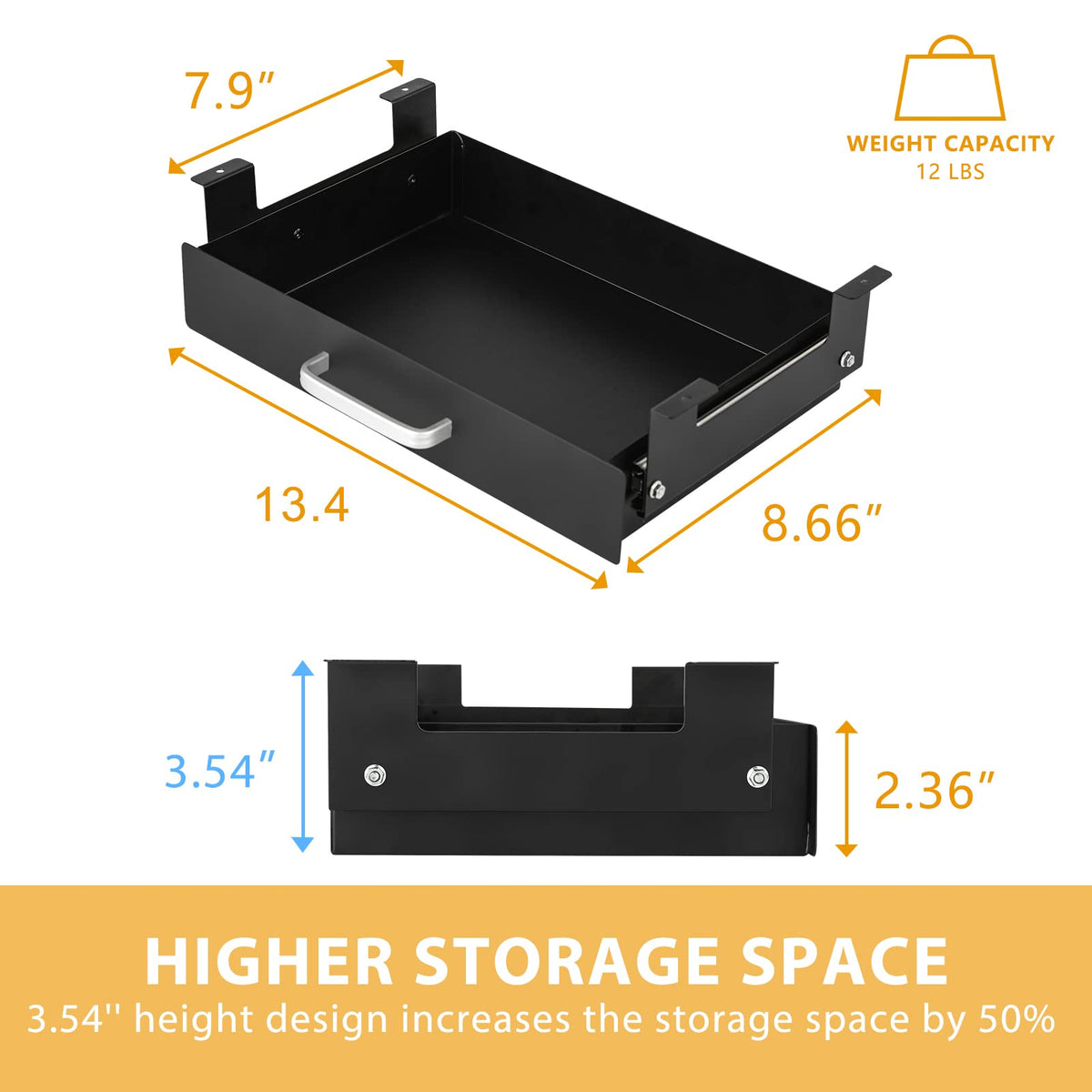 GOME Under Desk Pull-Out Drawer - Storage Organizer Office Mounted, Easy Slide-Out Pencil Drawer