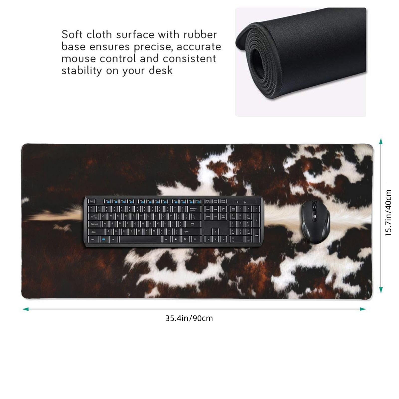 Gaming Mouse Pad, Large Non-Slip Rubber Base Mousepad, Keyboard Mouse Mat, Desk Pad with Stitched