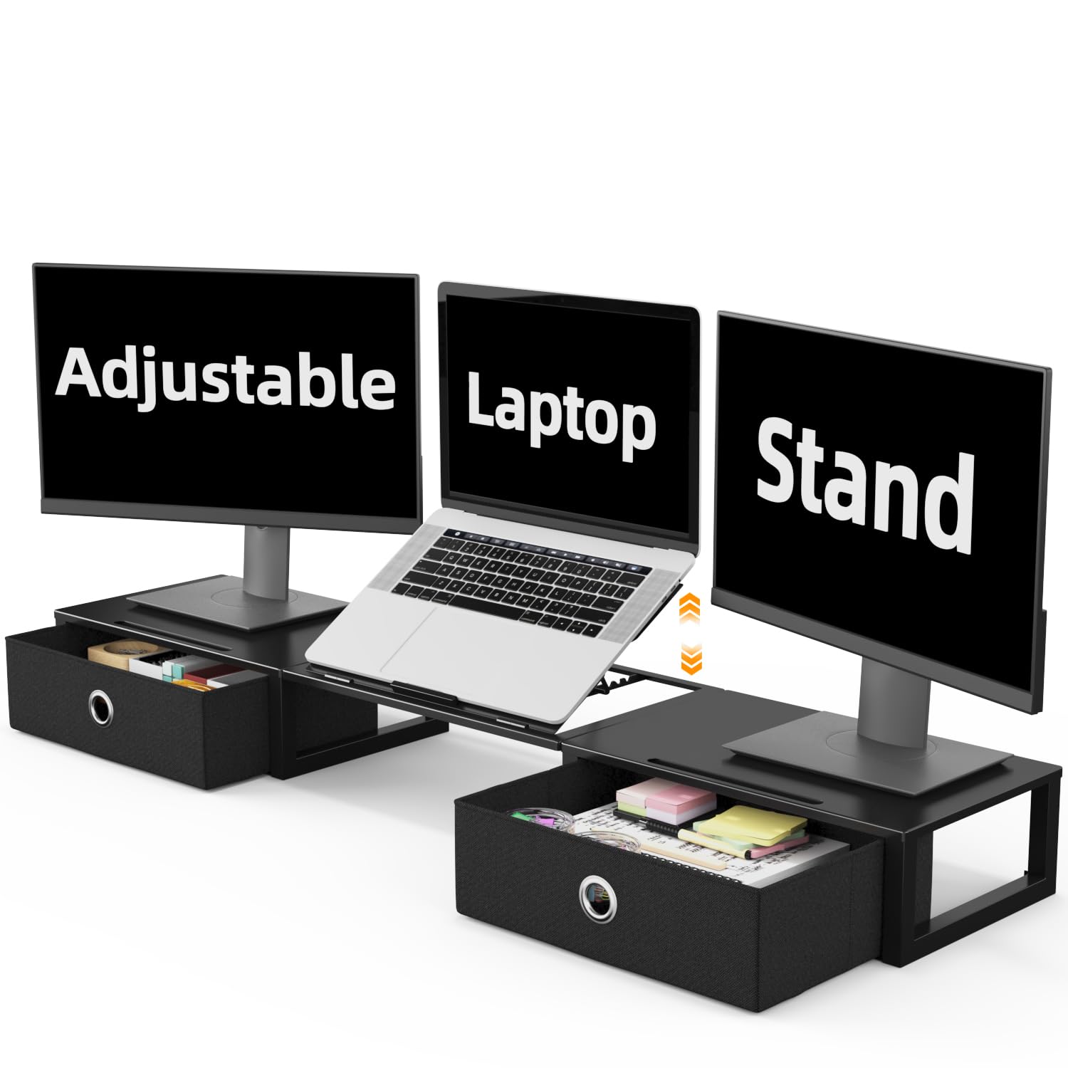 WESTREE Monitor Stand Riser with Adjustable Laptop Stand Riser, Steel Frame Dual Monitor Stand with