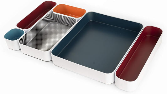 Three by Three Seattle Metal Drawer Organizer Tray Set, 6-Pc (Berry Mix)