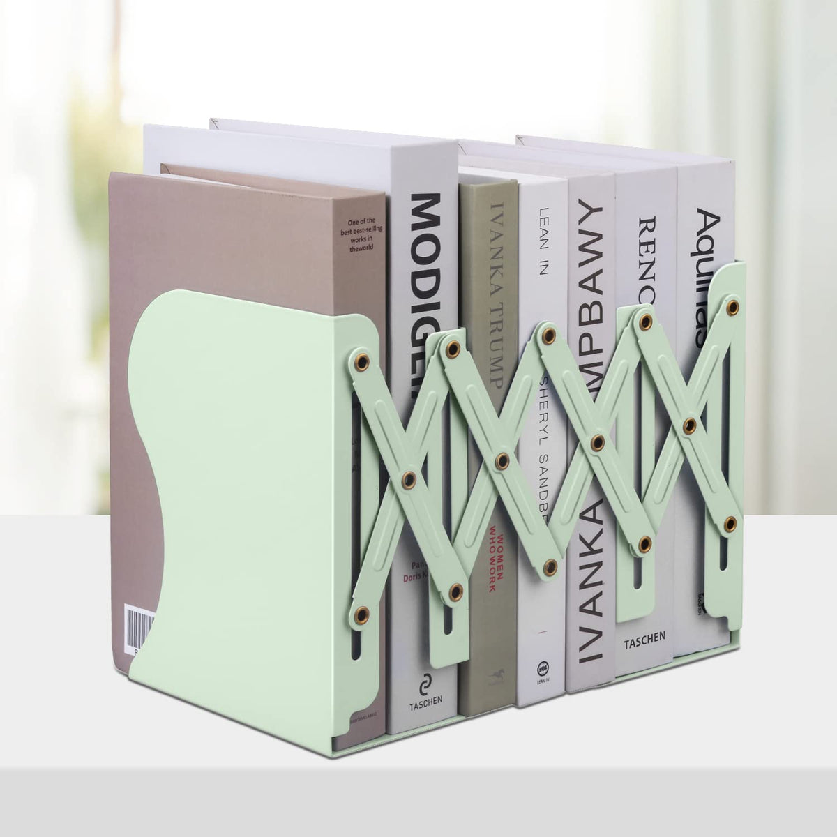 Honagu Adjustable Bookends, Metal Book Ends for Shelves Heavy Book, Desk Magazine File Organizer