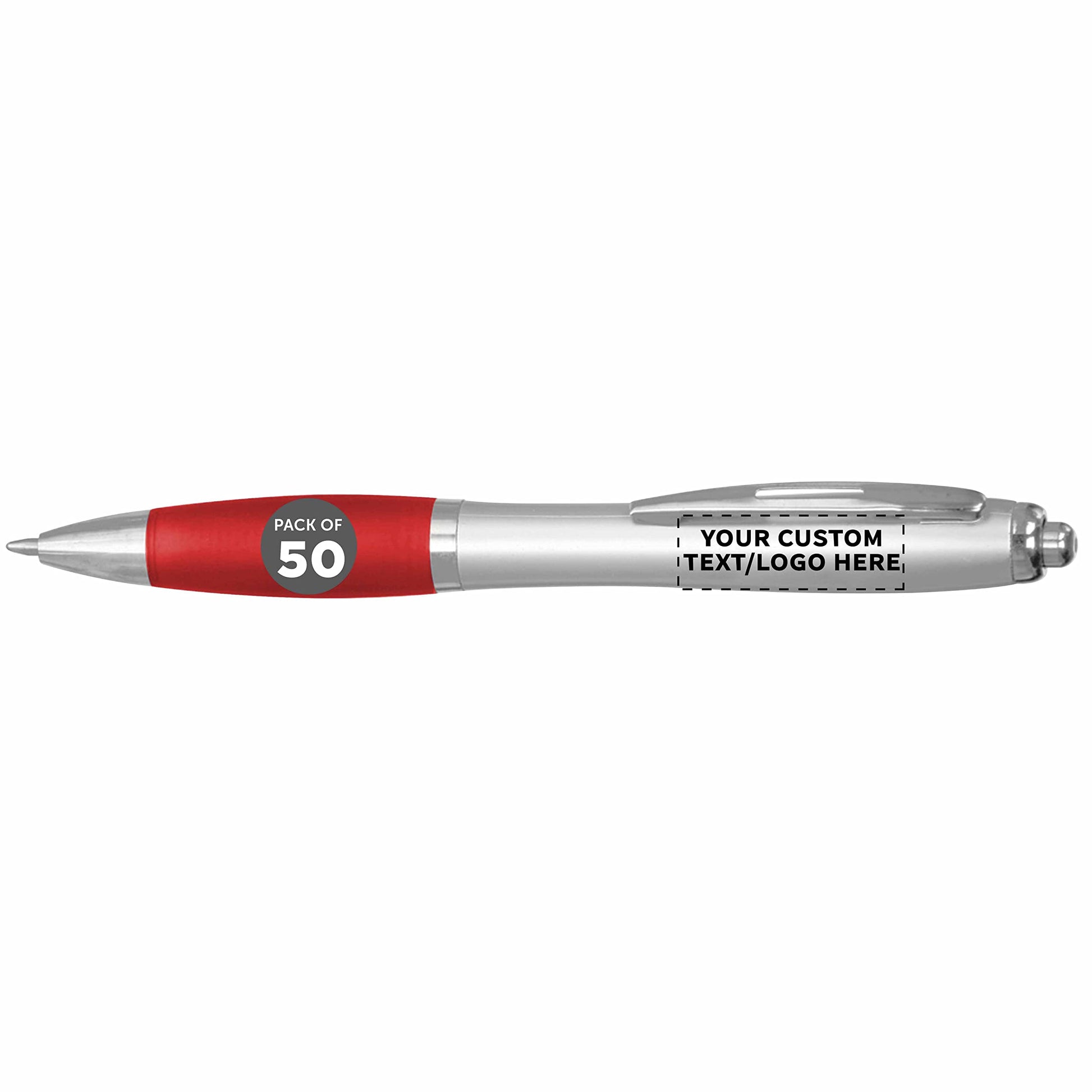 Personalized Ballpoint Pens with Rubber Grip and Click Button, Pack of 50 by DISCOUNT PROMOS