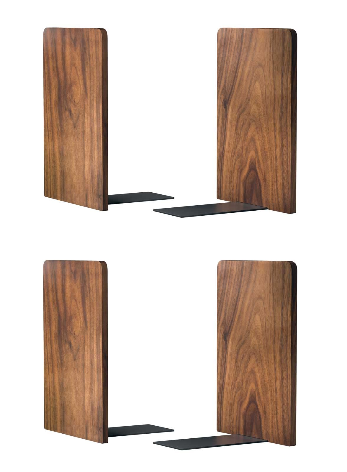 Large Bookend Hold Heavy Books-7x4x5in 2 Pack Non-Skid Wood Bookends Walnut