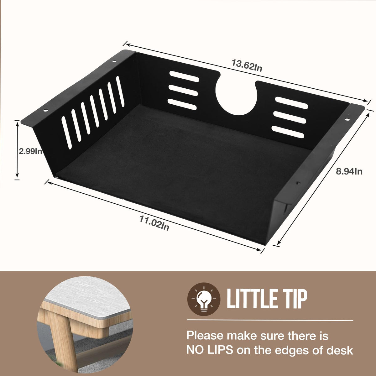 Neiteli 2 Pack Under Desk Shelf - Under Desk Storage Shelf Metals,Under Desk Organizer - Black
