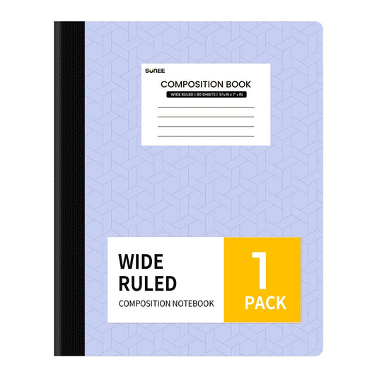 SUNEE Composition Notebook, Wide Ruled Paper, Home School Supplies for College Students & K-12