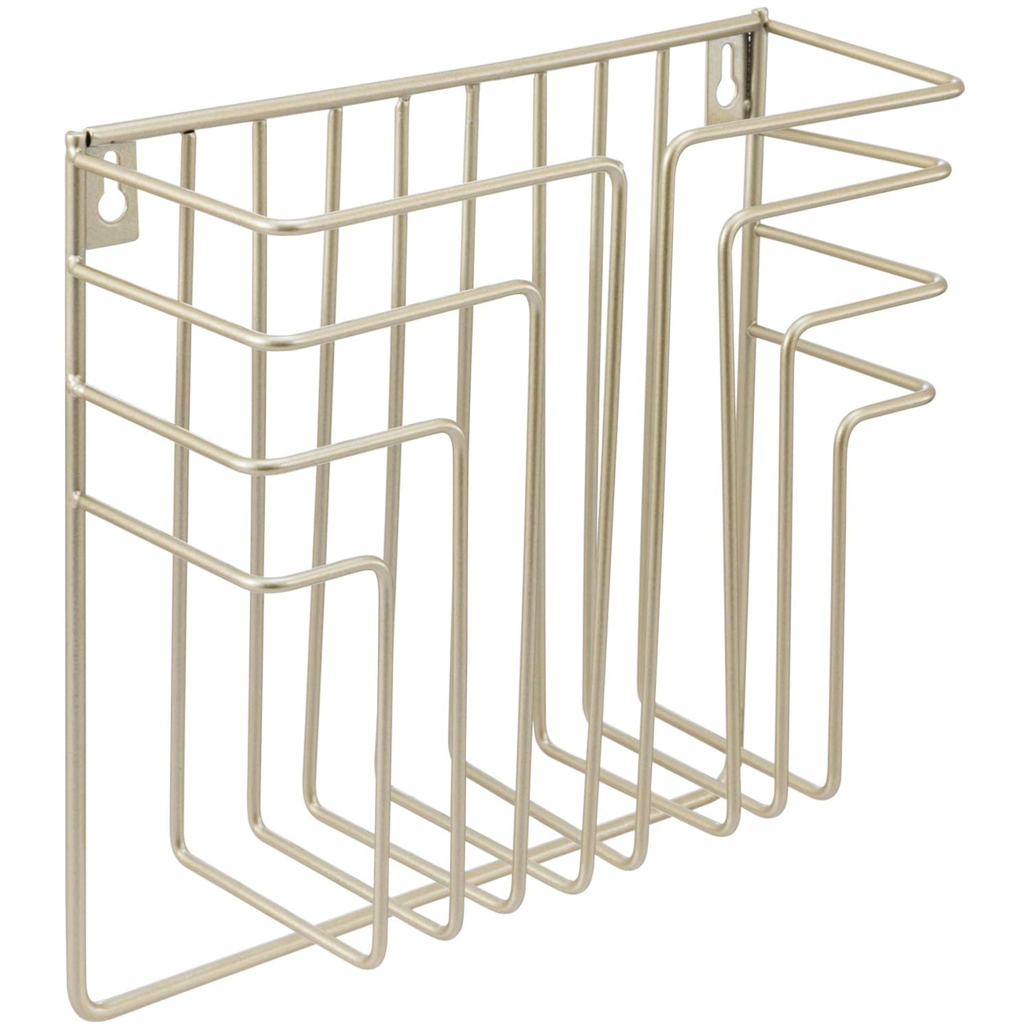 MyGift Modern Art Deco Style Brass Tone Metal Wire Floating Magazine Rack and File Folder Holder