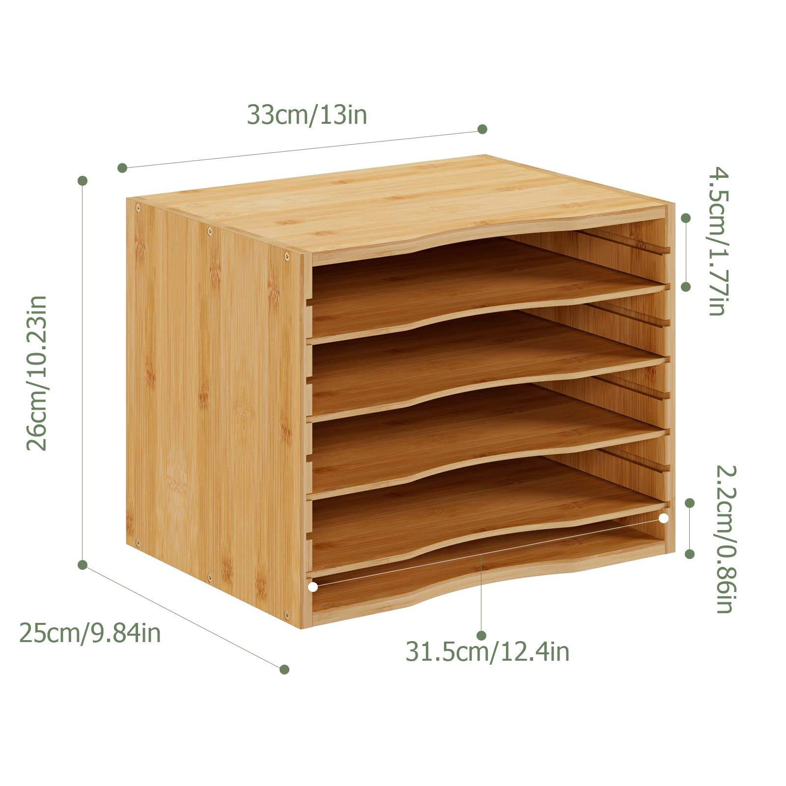 Bamjoy Bamboo 5 Tier Desktop Organizer, Paper Organizer Mail Sorter, File Holder Letter Document