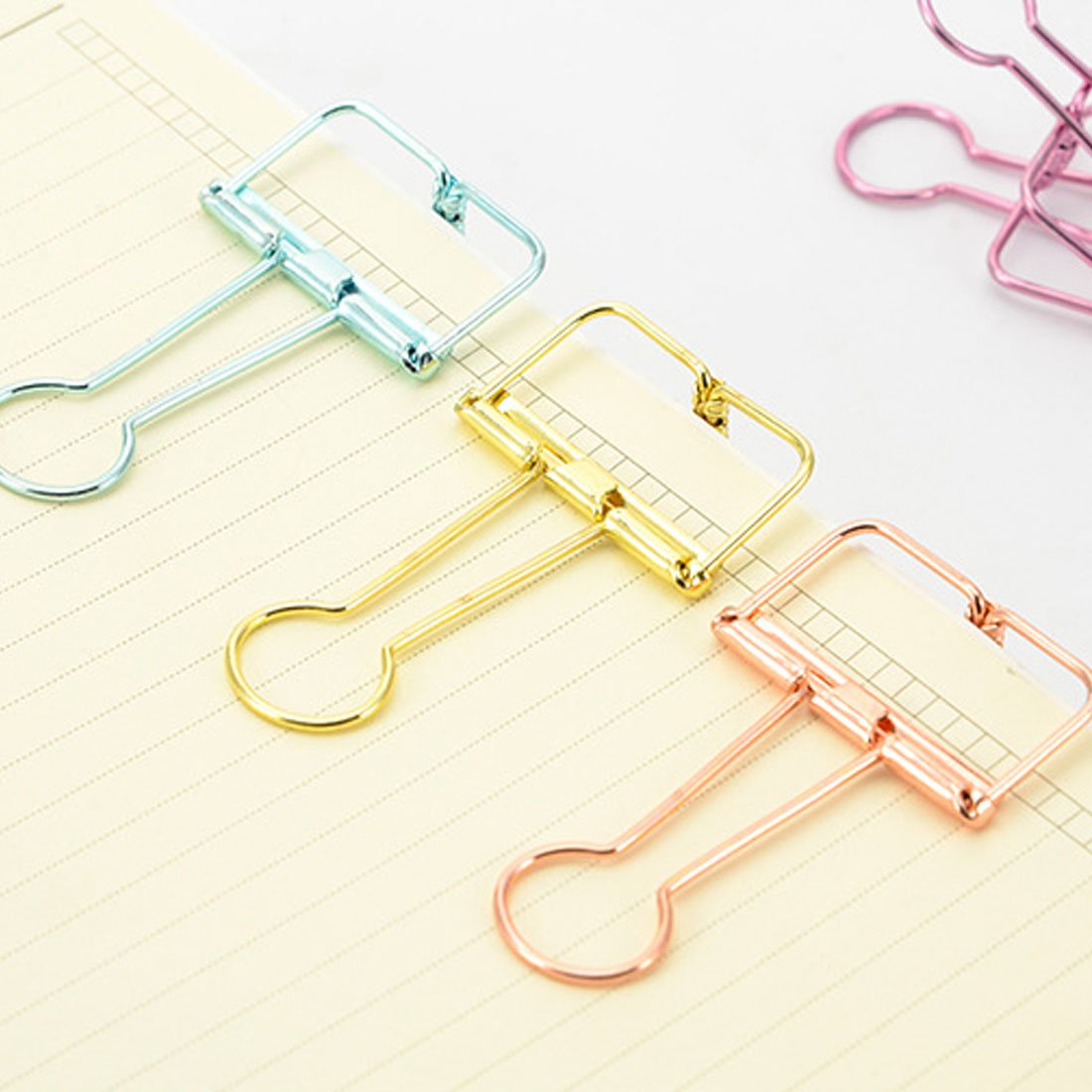 Hollow Out Paper Binder Clip Invoice Bill Clip Office Supplies Pack of 20 (S, Bronze)
