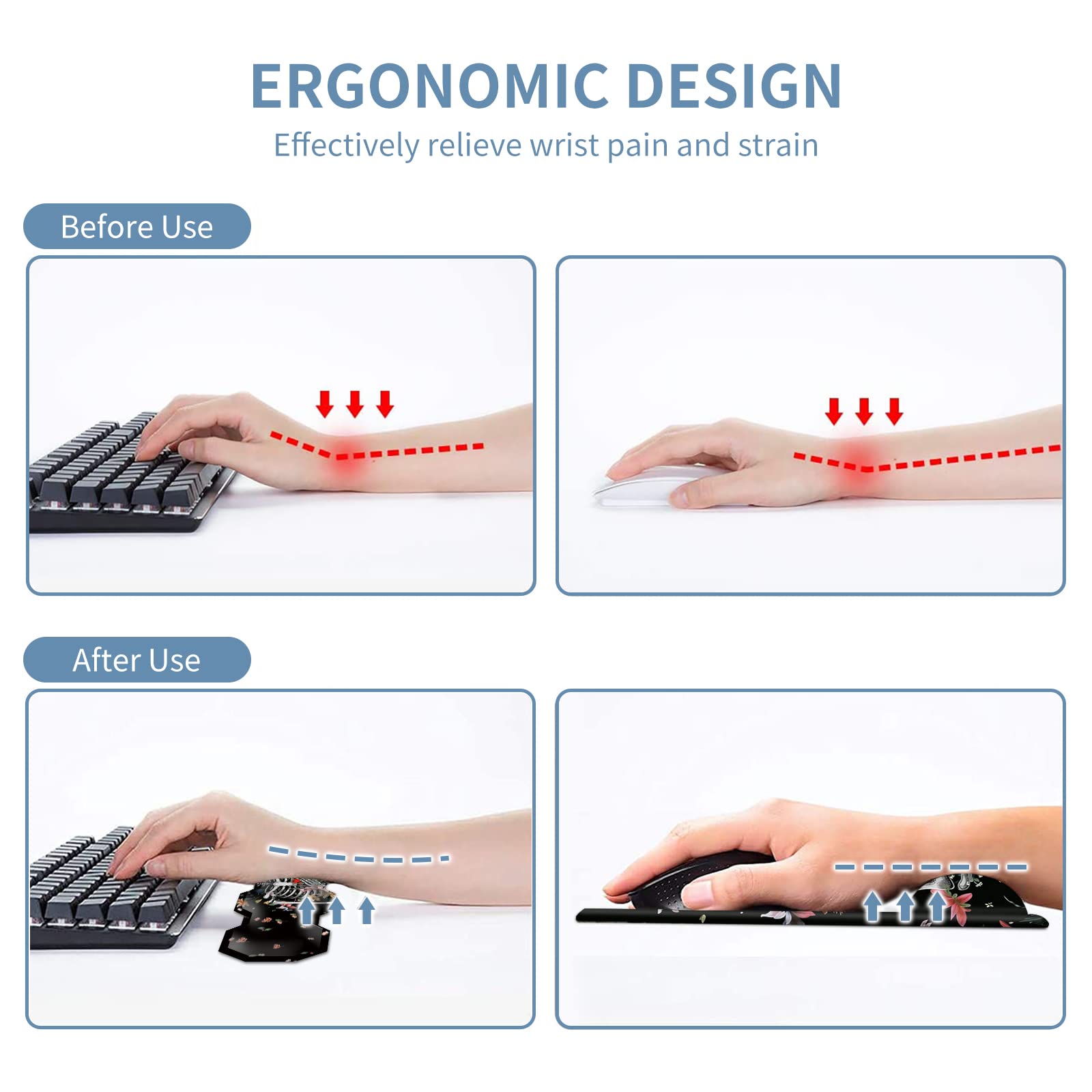 Keyboard Wrist Rest & Ergonomic Mouse Wrist Rest Pad Set, Octagon Mouse Pad Made of Memory Foam