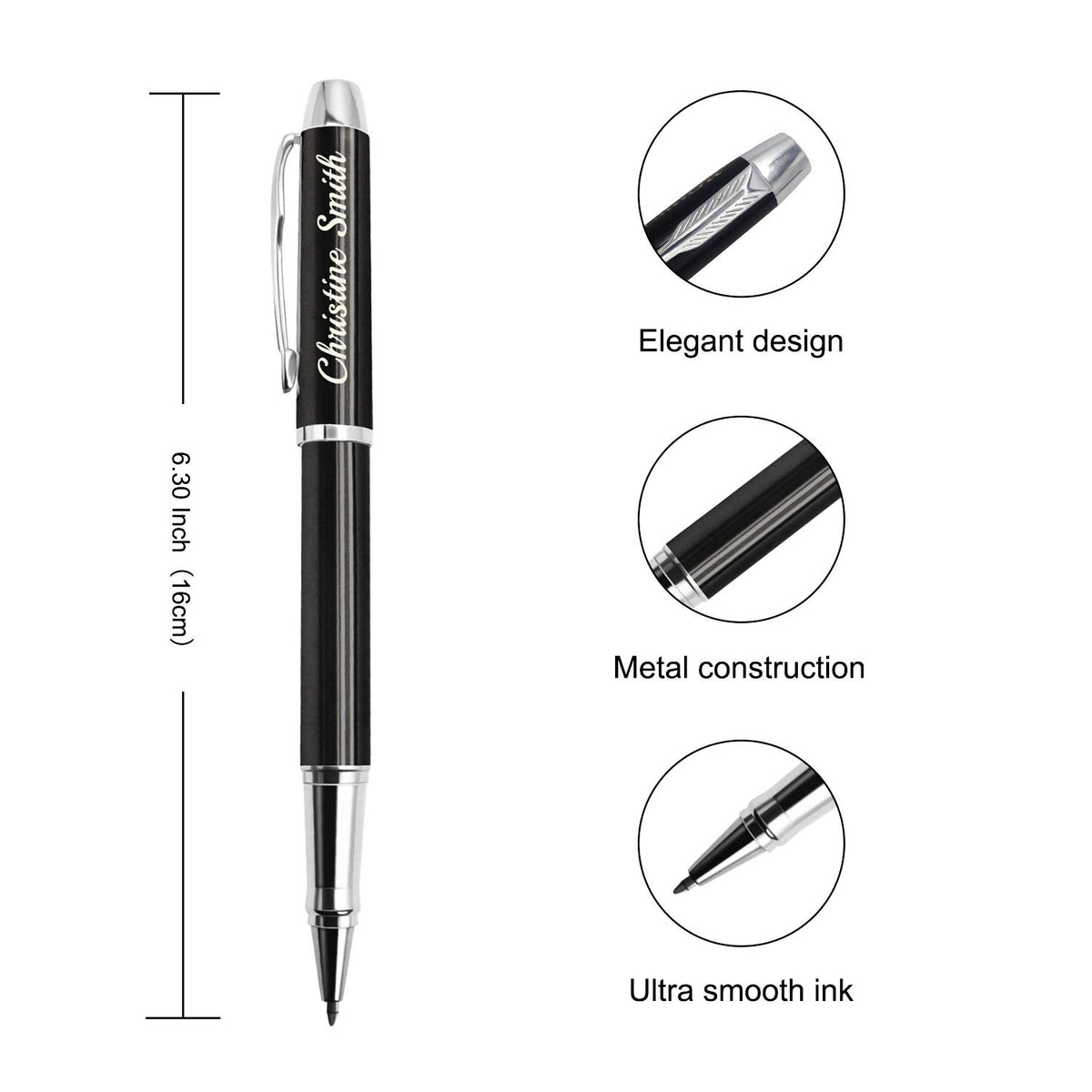 Amlion Personalized Pens Custom Engraved Pen with Name, Refillable Medium Refill, Personalized