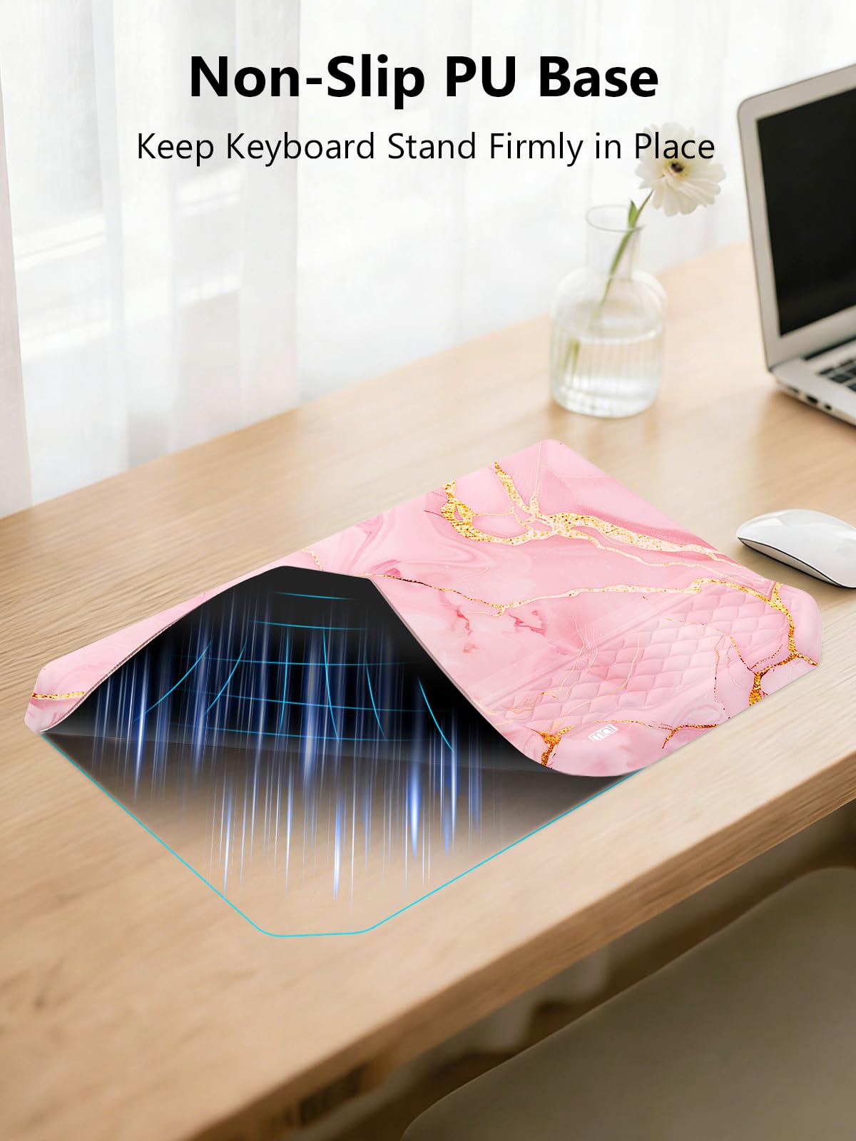 2-in-1 Ergonomic Keyboard Stand with Wrist Rest, Pink Marble