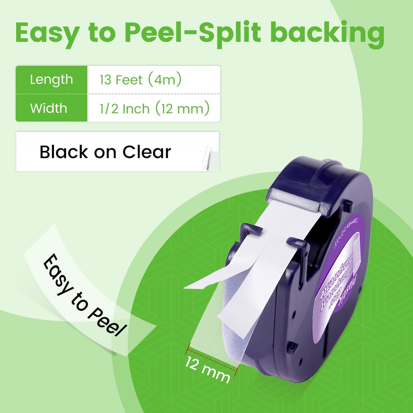 Compatible with DYMO LetraTag Clear Label Maker Tape Refills 16952 Plastic