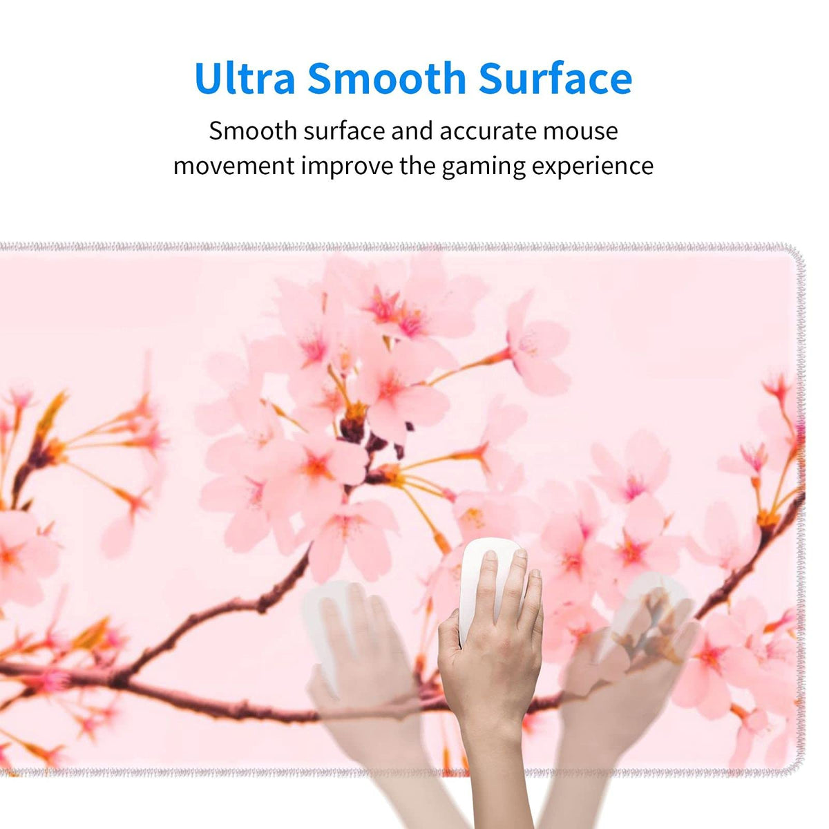 CAIJIZHO Sakura Cherry Blossom Gaming Mouse Pad XXL Large Office Desk Mat Non-Slip Waterproof Long