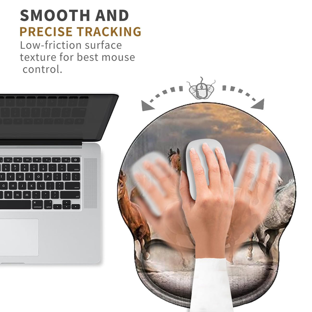 Horse Mouse Pad with Wrist Support Gel Mousepad Wrist Rest Ergonomic Animal No-Slip Mouse Mat