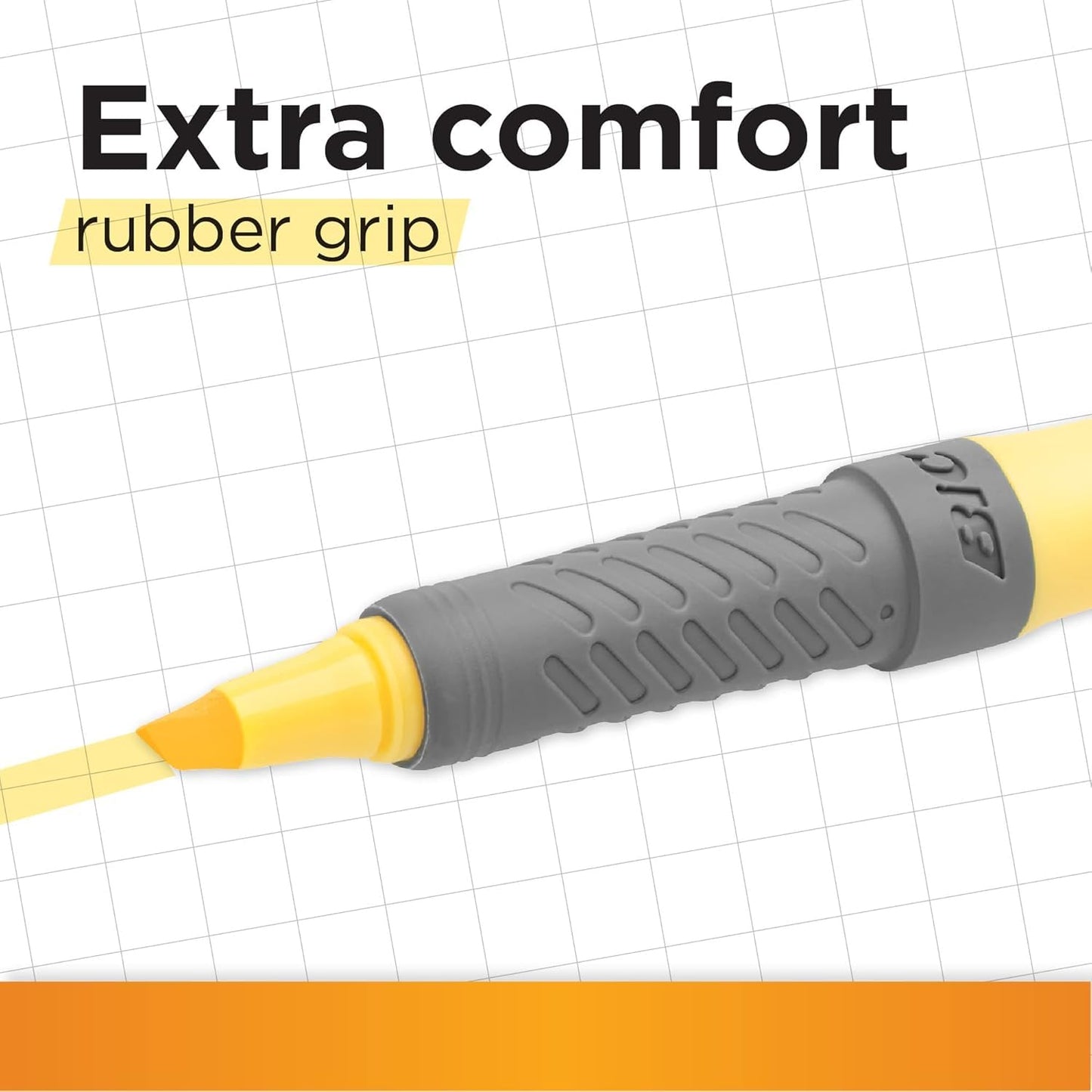 BiC Highlighter Grip, Highlighter Pens with Chisel Tip, Long-Lasting, Ideal for School and Office