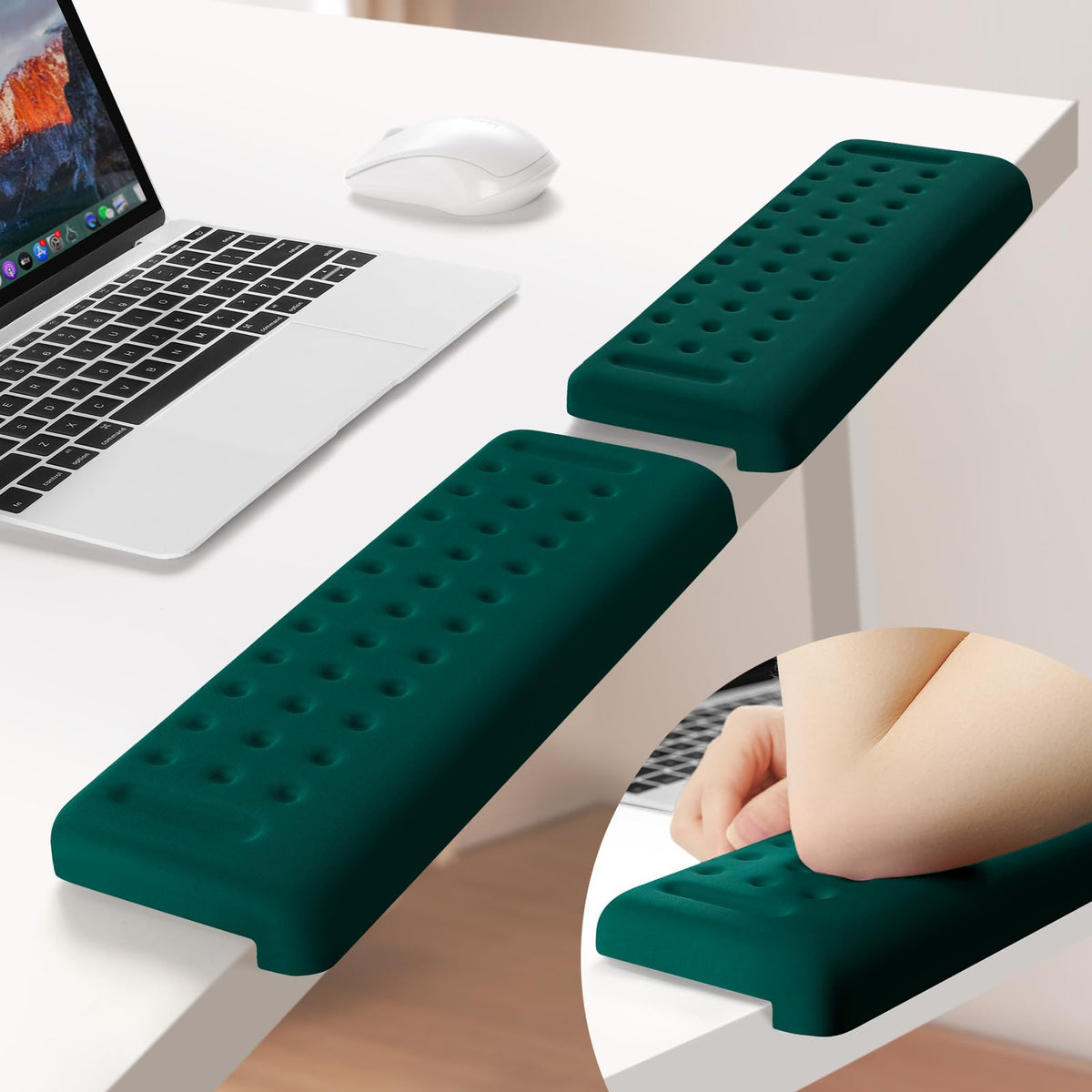 Sushret L-Shaped Desk Elbow Pad for Desk, 2-Pack Elbow Rest, Dark Green