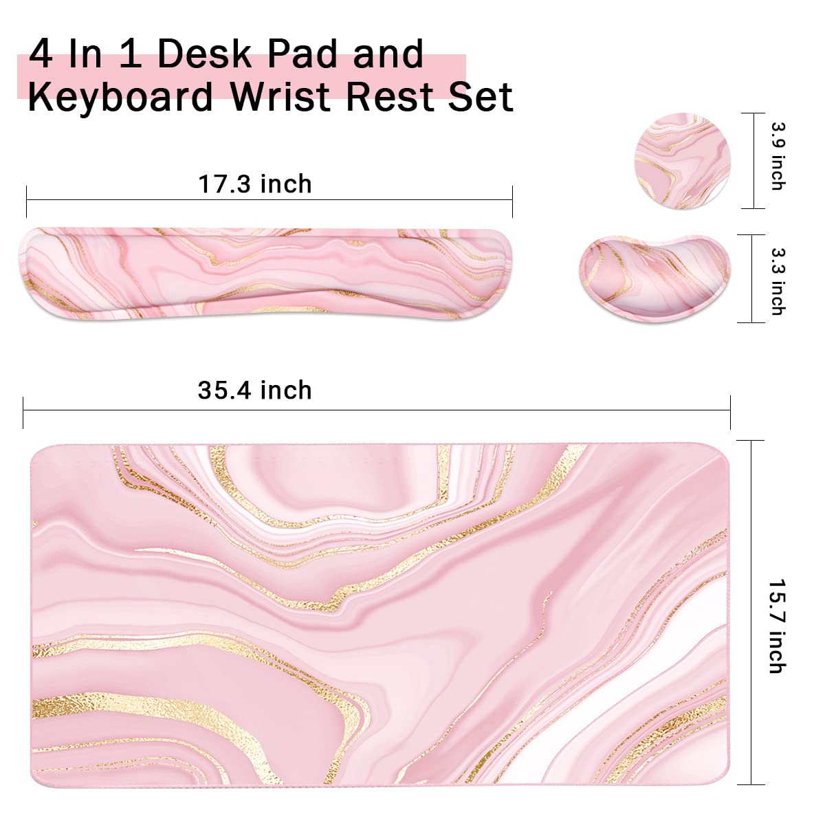 Keyboard Mouse Pad Set, Extended Mouse Pad+Keyboard Wrist Rest Support, Memory Foam Ergonomic Easy
